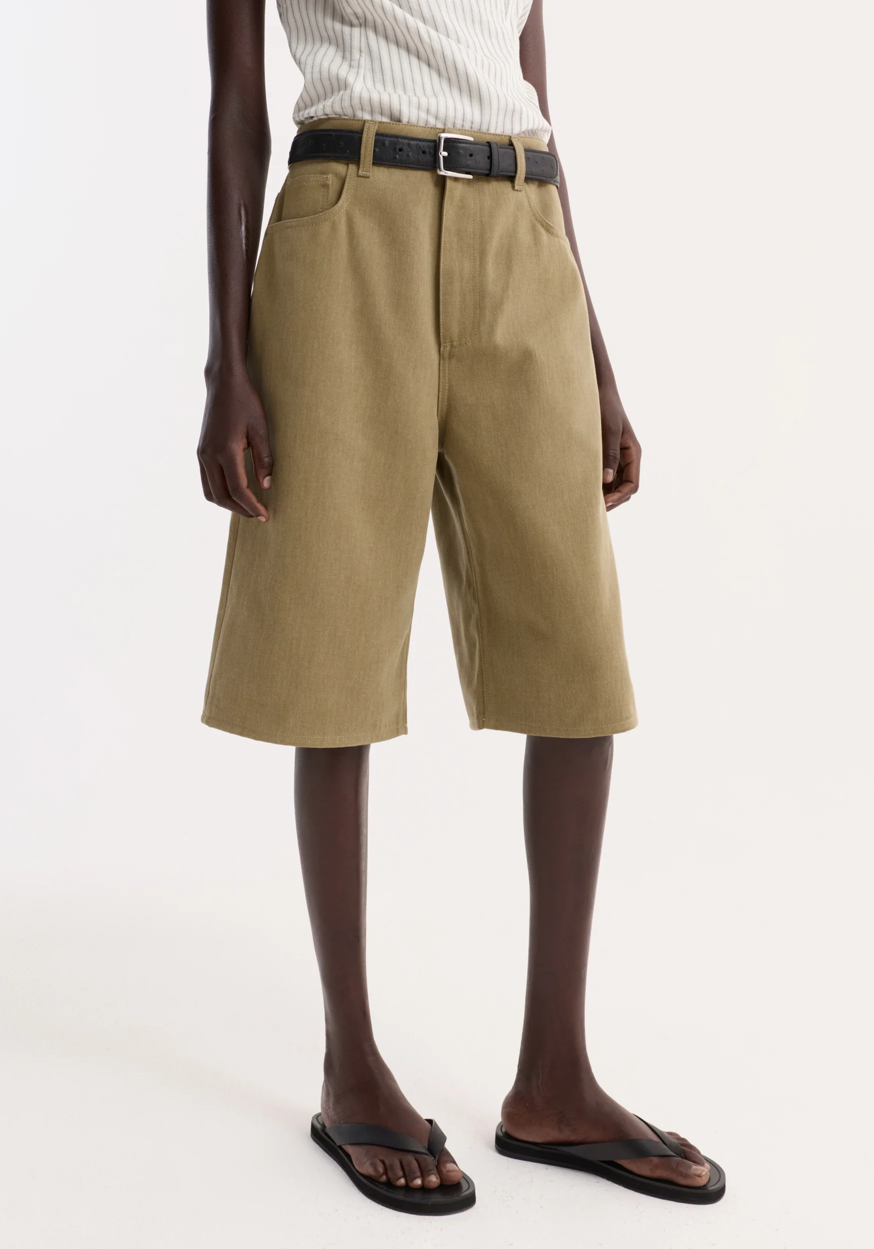 Baggy fit denim shorts | sage - Image 3