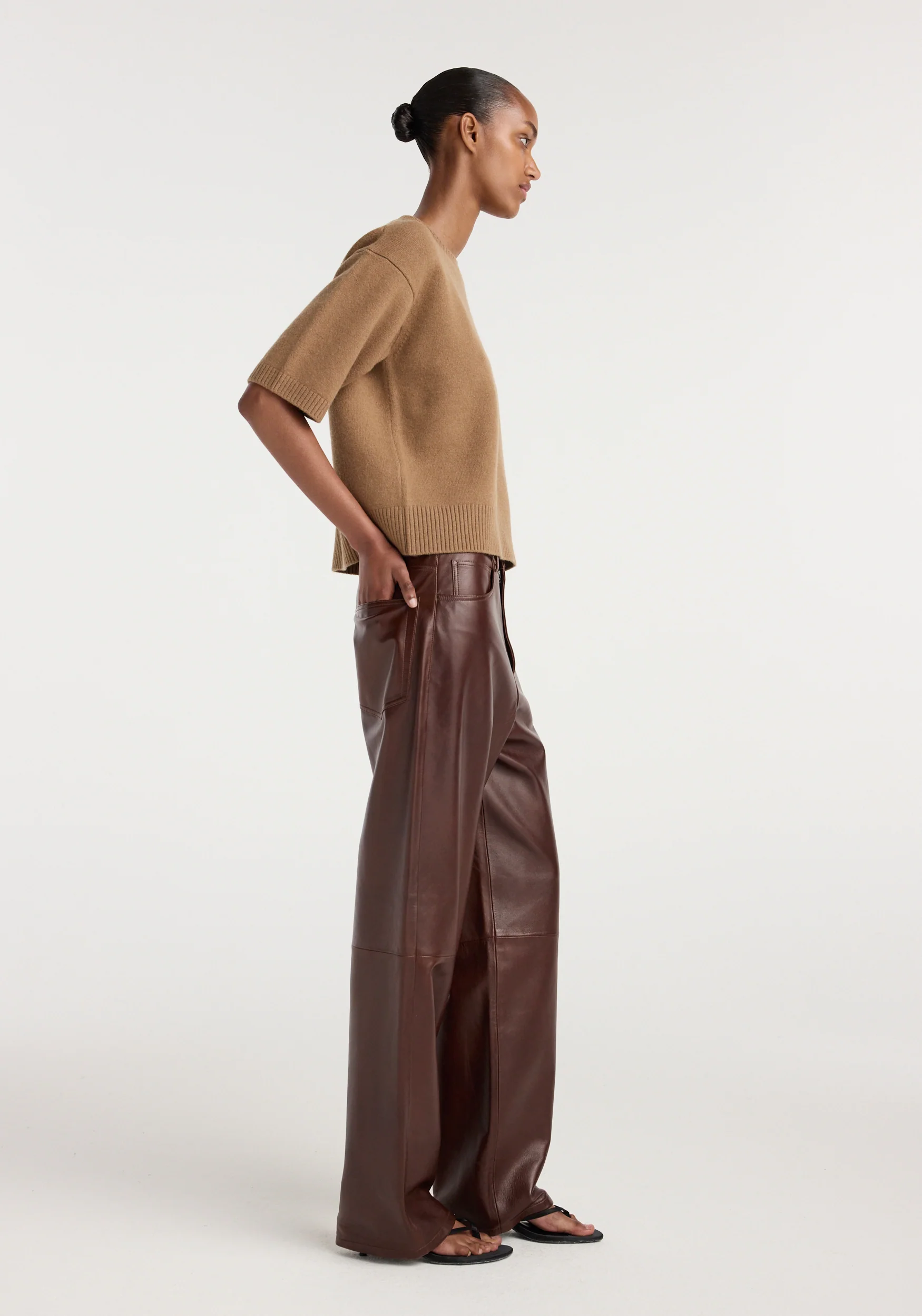 Bruun - Signature baggy leather trousers | tobacco - Image 2
