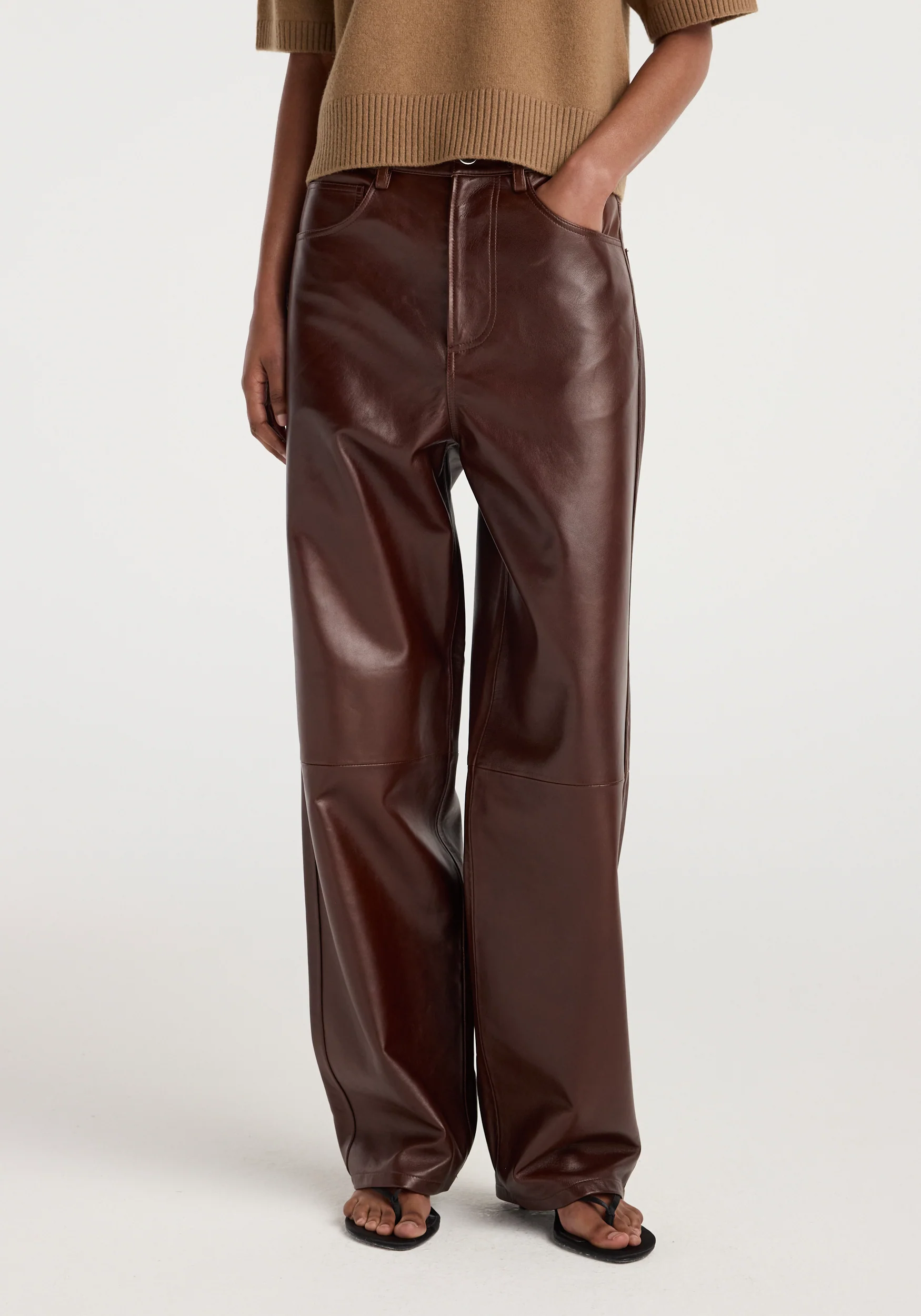 Bruun - Signature baggy leather trousers | tobacco - Image 3