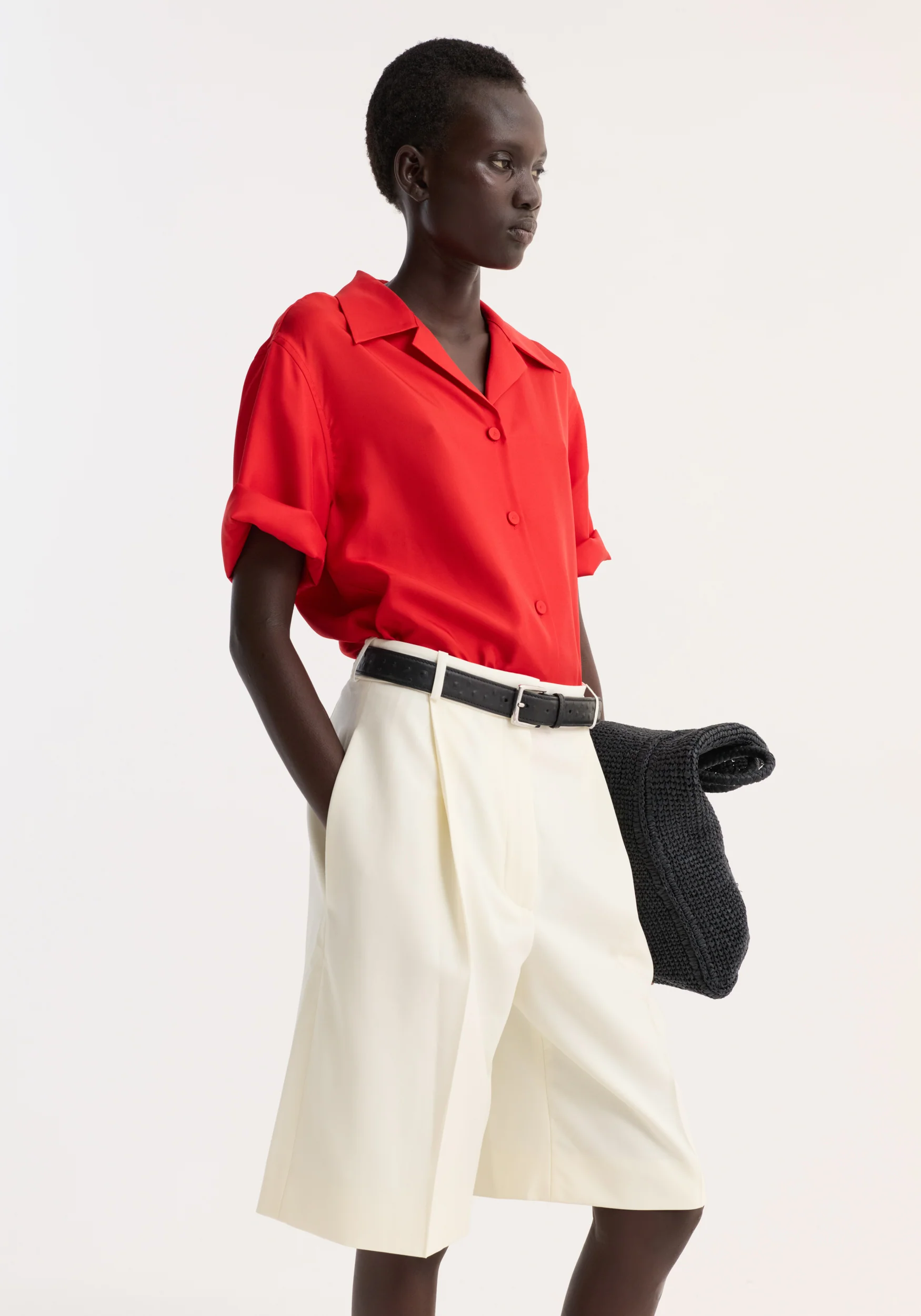 Camp collar silk shirt | red - Image 4