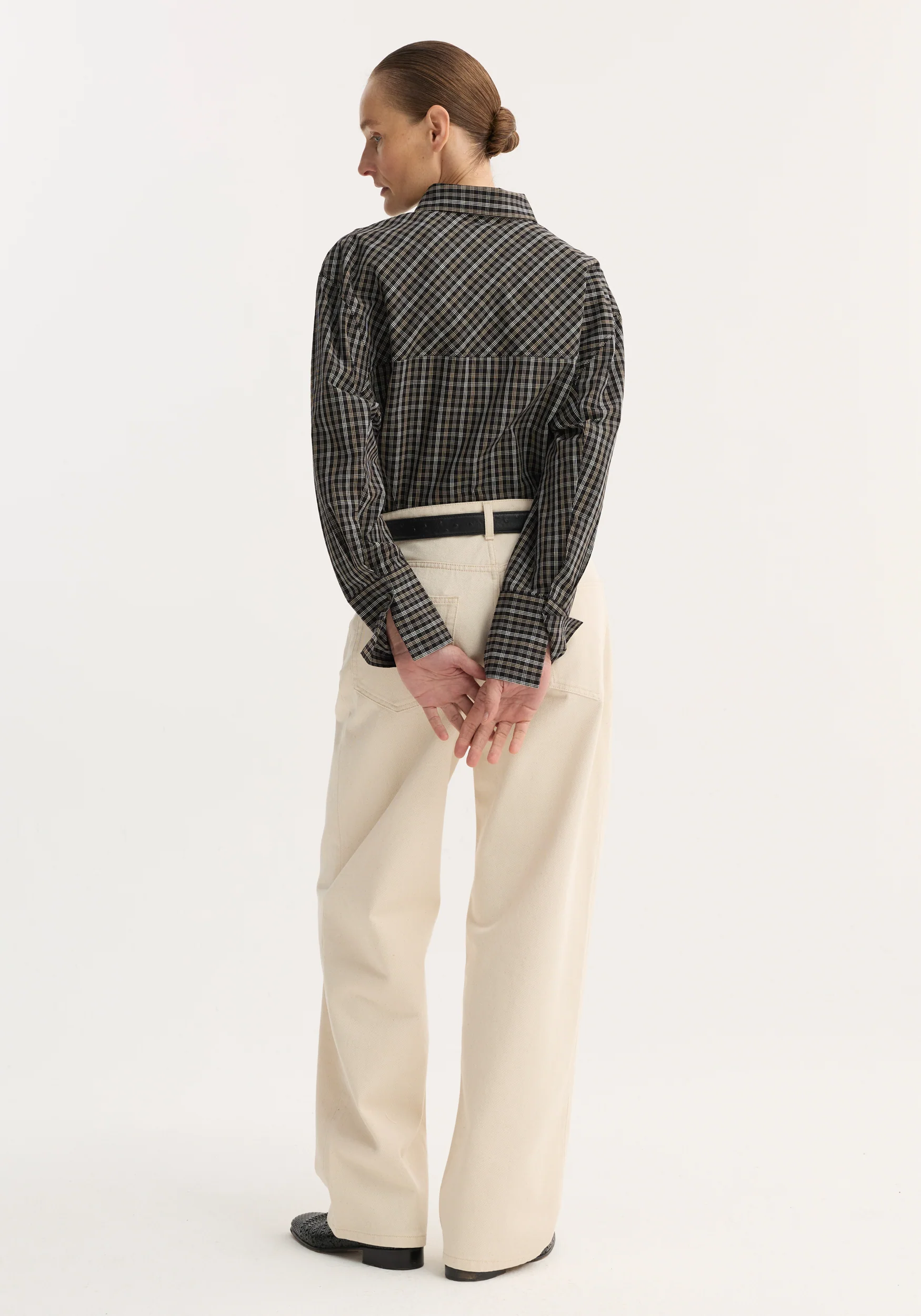 Checked shaped shirt | black / brown check - Image 6