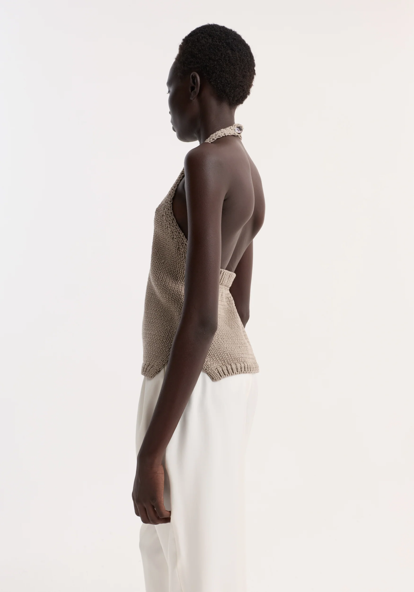 Chunky knit halter top | stone - Image 4