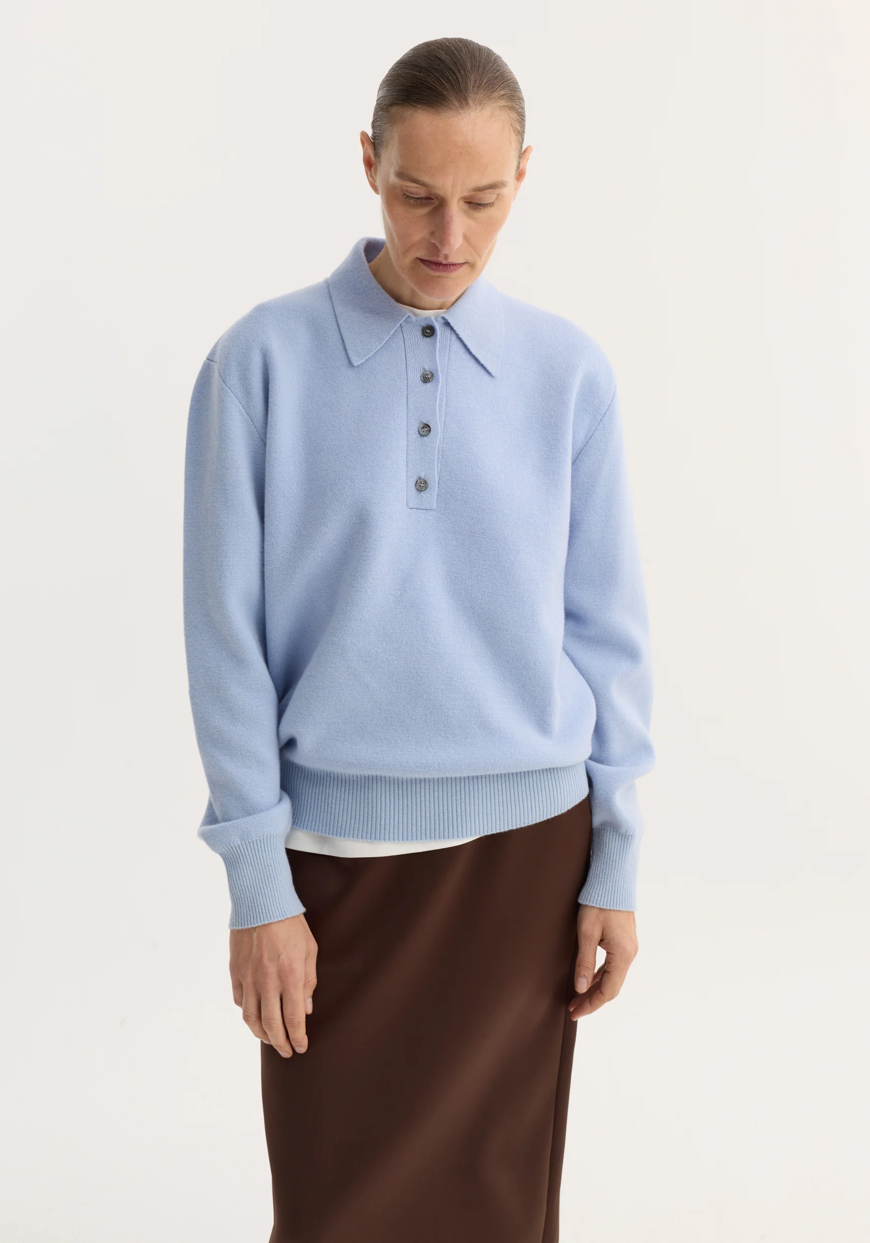 Compact knitted polo | baby blue - Image 5