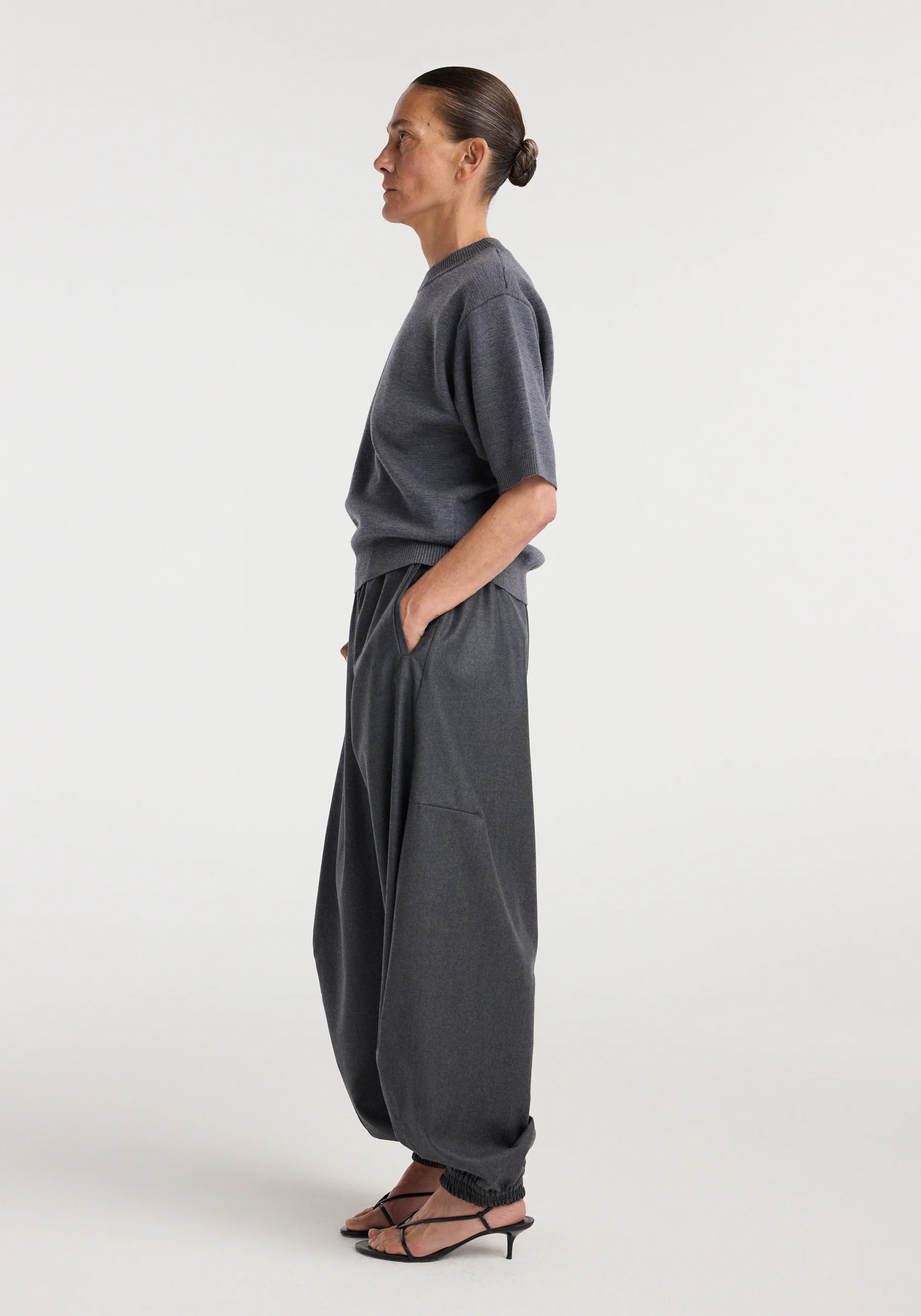 Compact knitted top | dark grey melange - Image 2