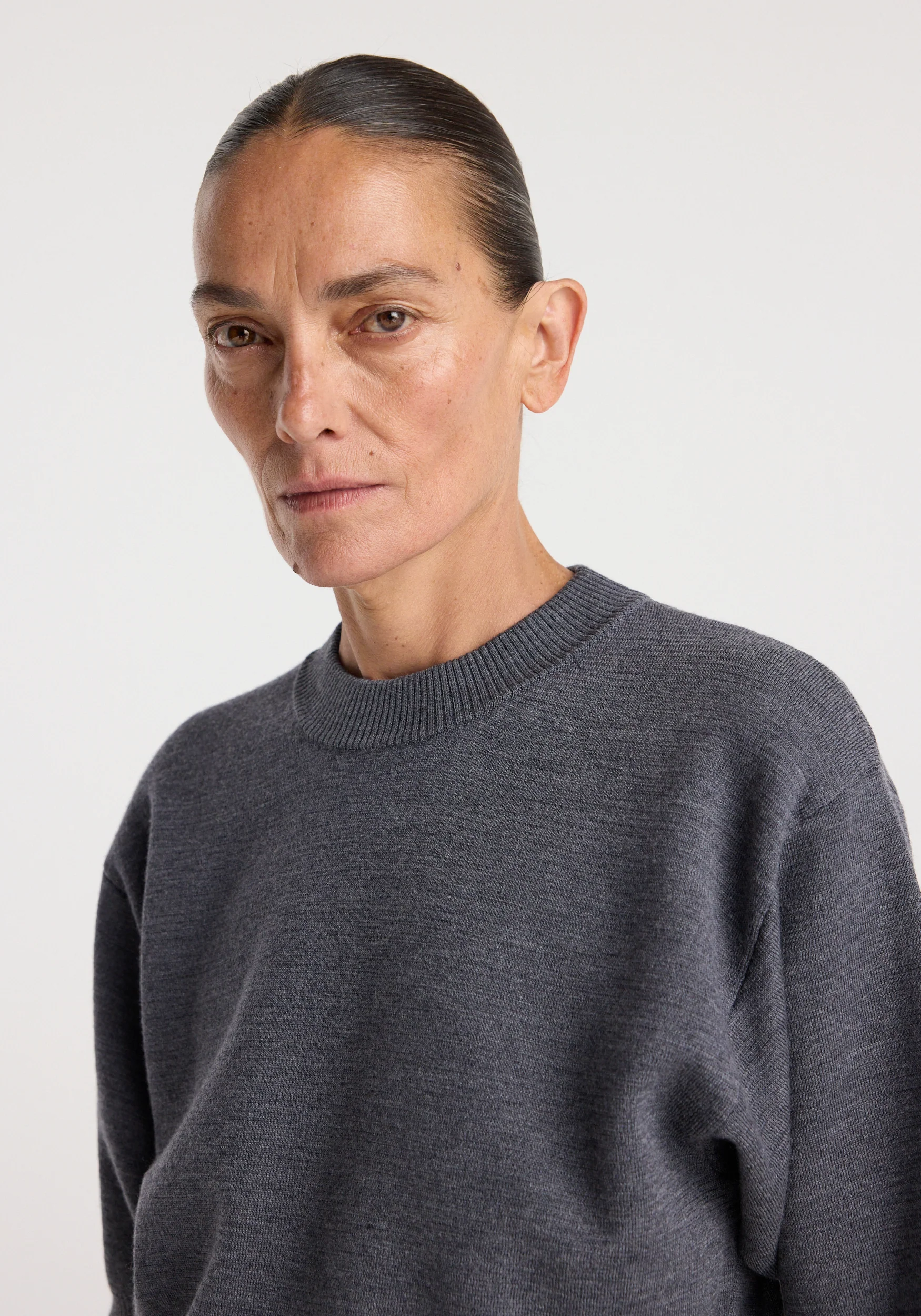 Compact knitted top | dark grey melange - Image 3