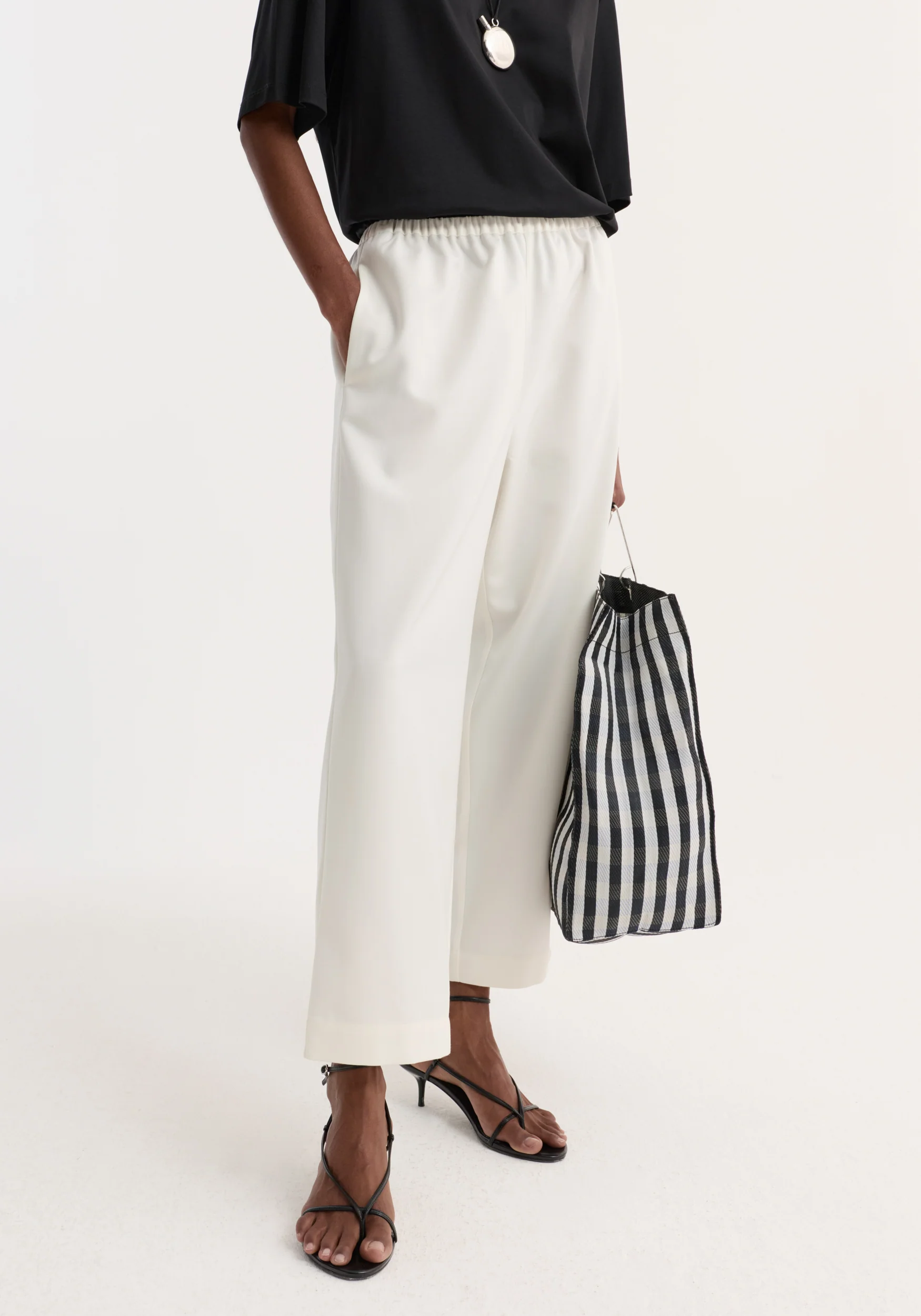 Cropped wide leg trousers | off white - Image 4