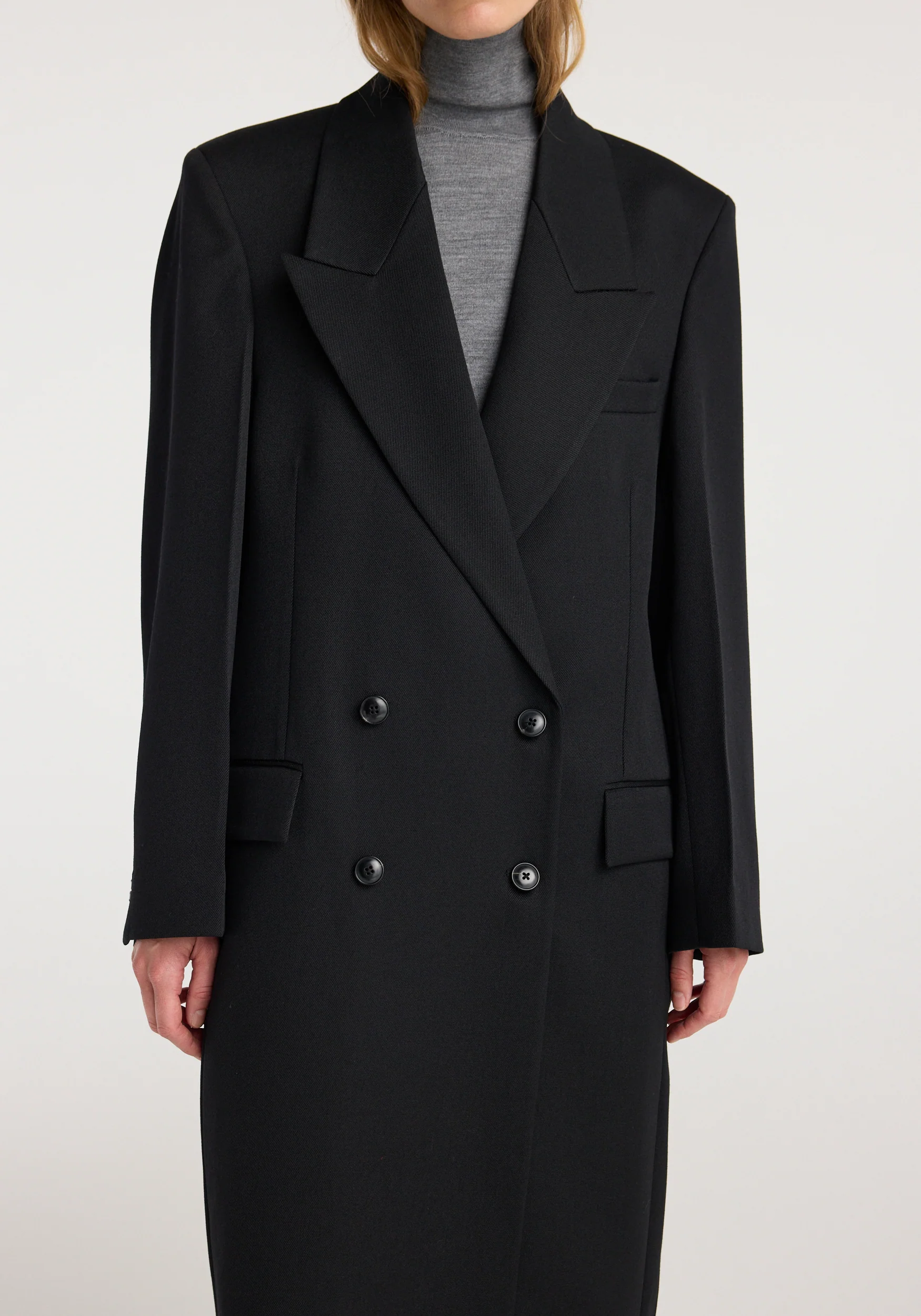 Double breasted tailored coat | black - Image 4