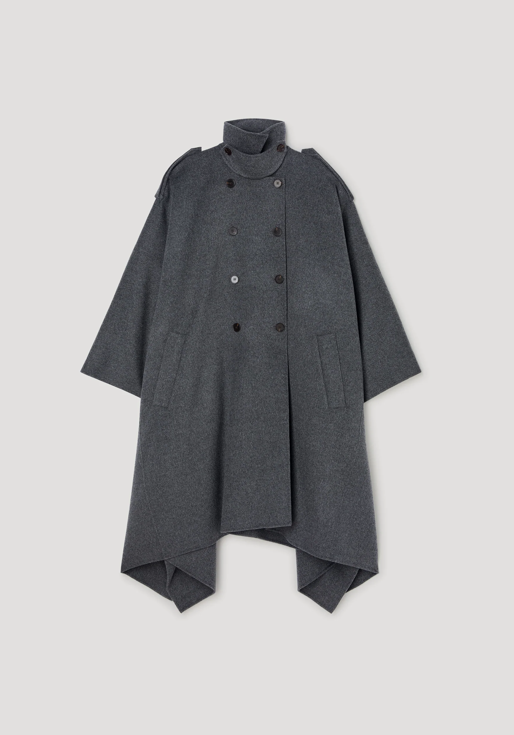 Double-faced cape trenchcoat | dark grey melange - Image 7