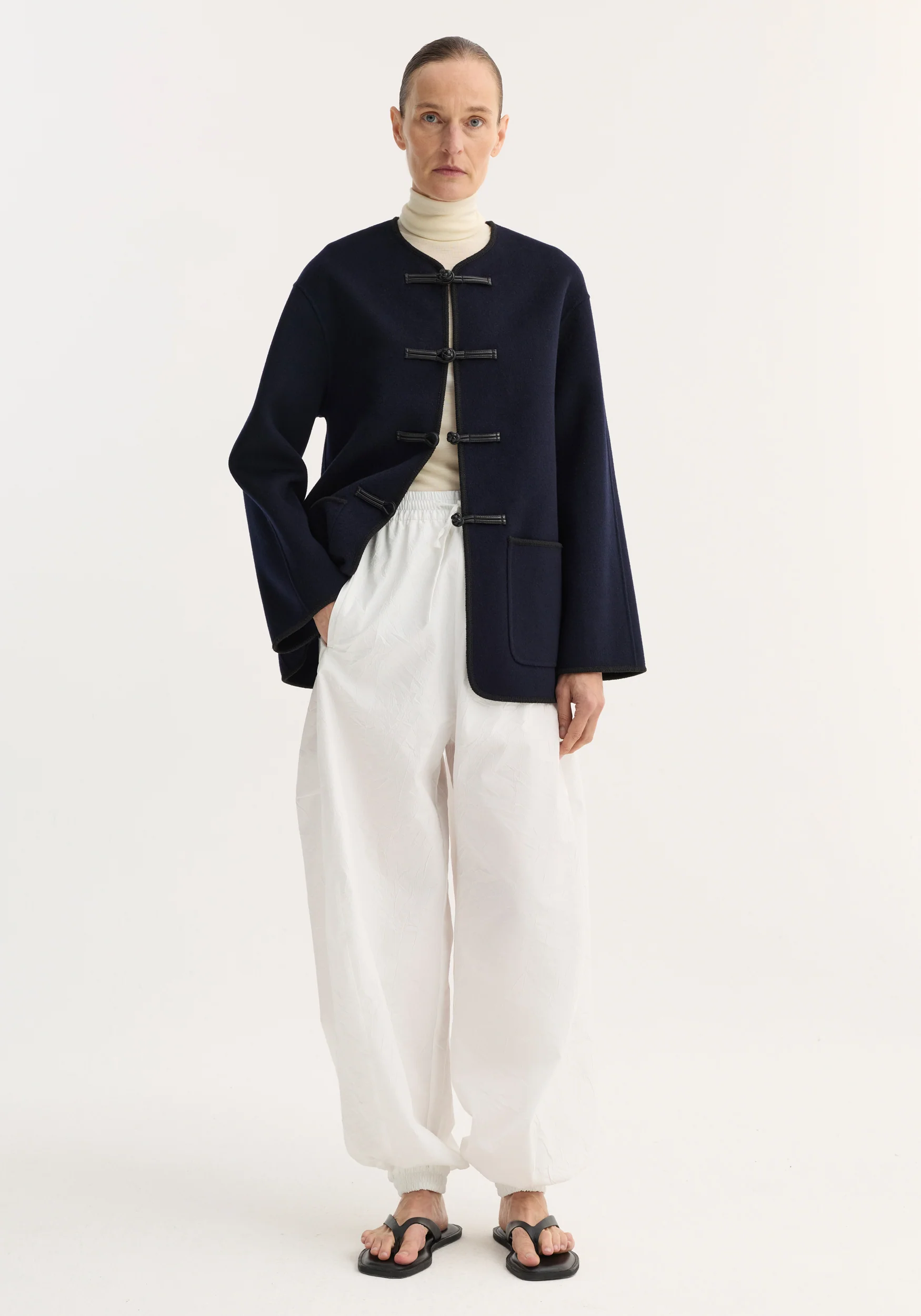 Double-faced wool pankou jacket | navy - Image 2