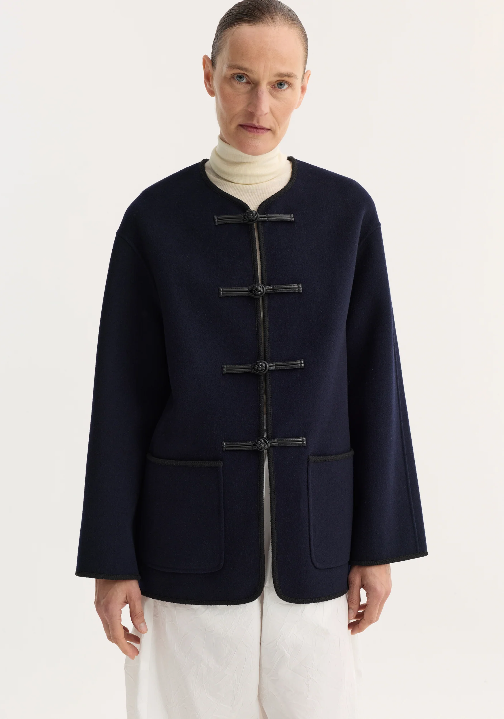 Double-faced wool pankou jacket | navy - Image 3
