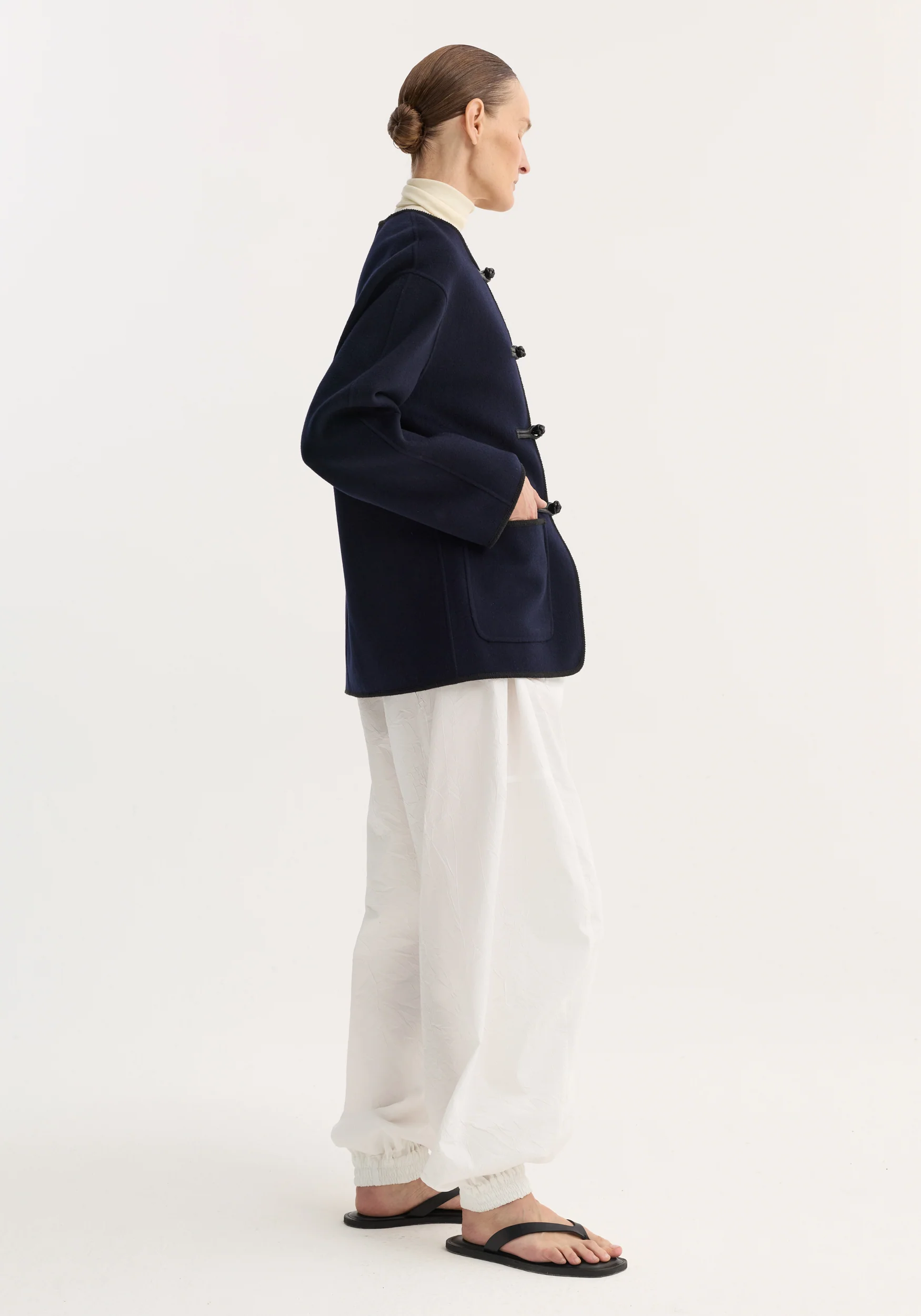 Double-faced wool pankou jacket | navy - Image 5