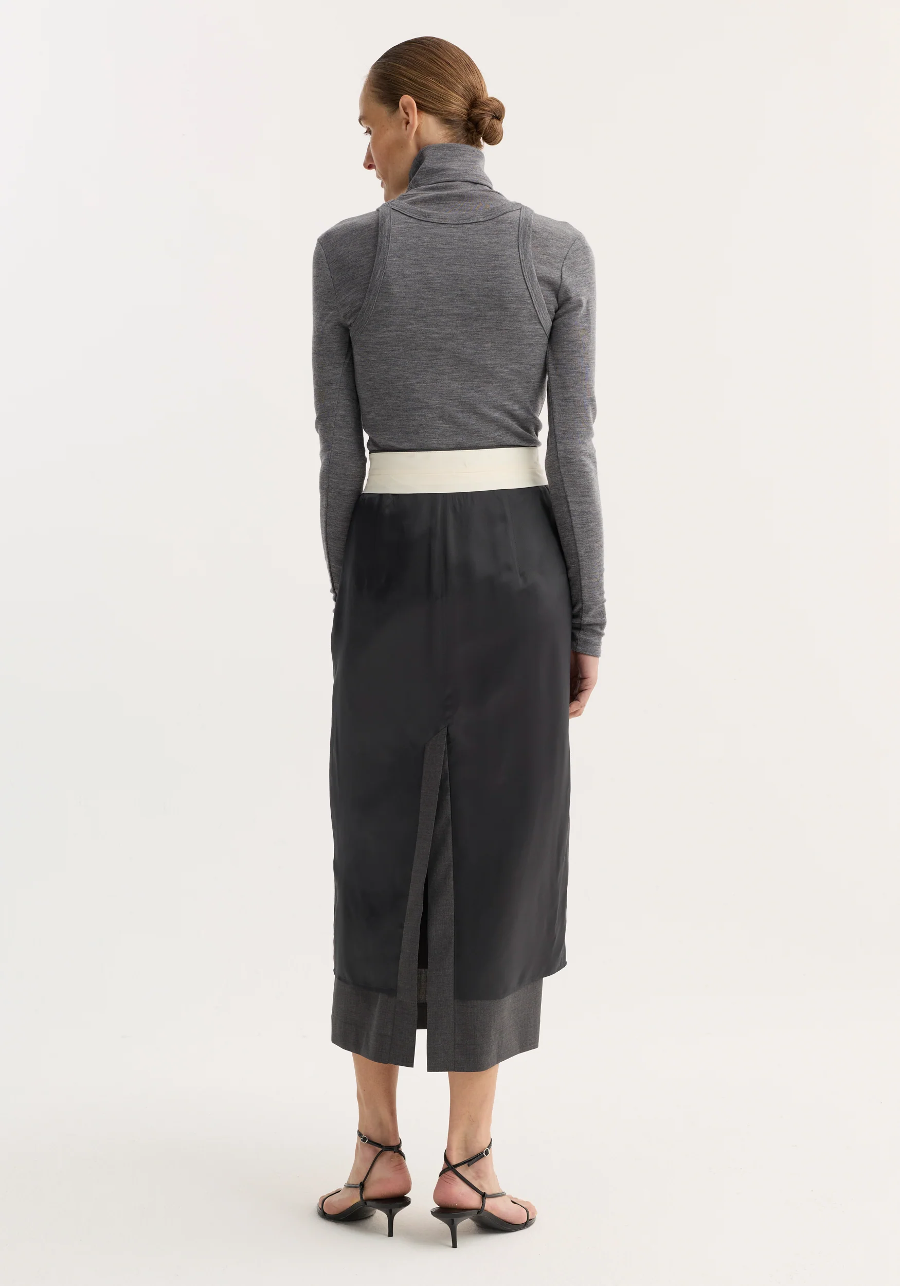 Double-layer wool top | mid grey melange - Image 4