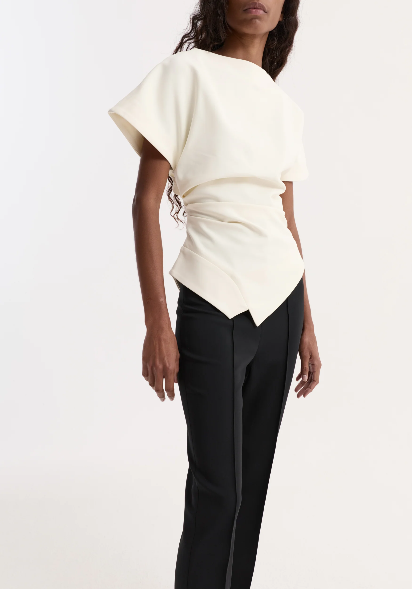 Draped lapel top | off white - Image 3