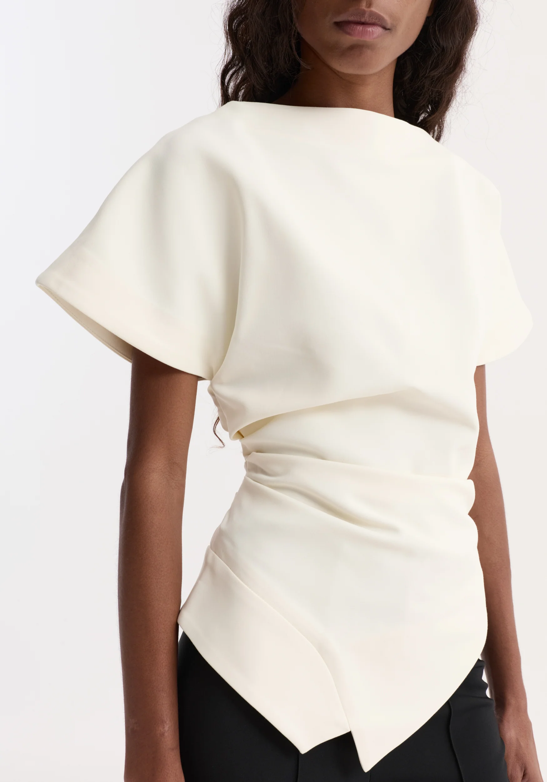 Draped lapel top | off white - Image 4