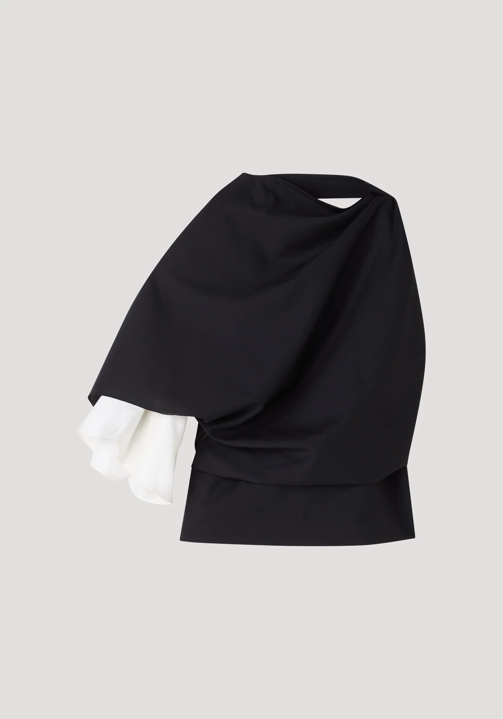 Draped open back wool top | black