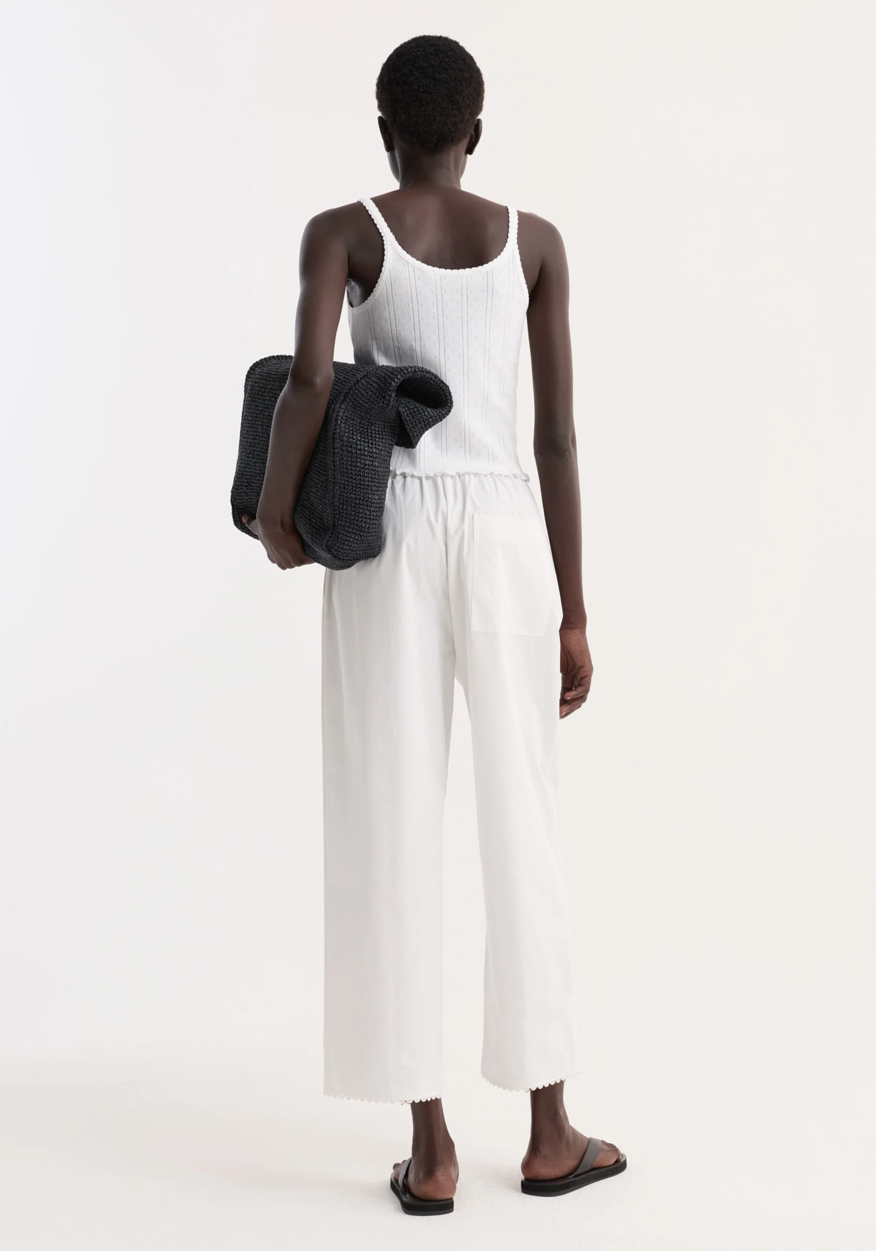 Embroidered poplin trousers | optic white - Image 4