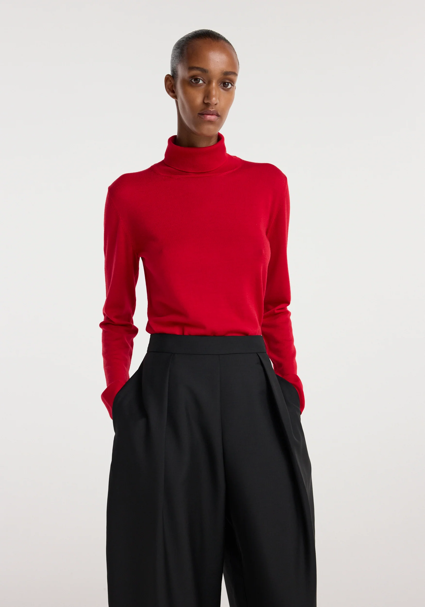 Fine-knit wool cashmere turtleneck | red - Image 2