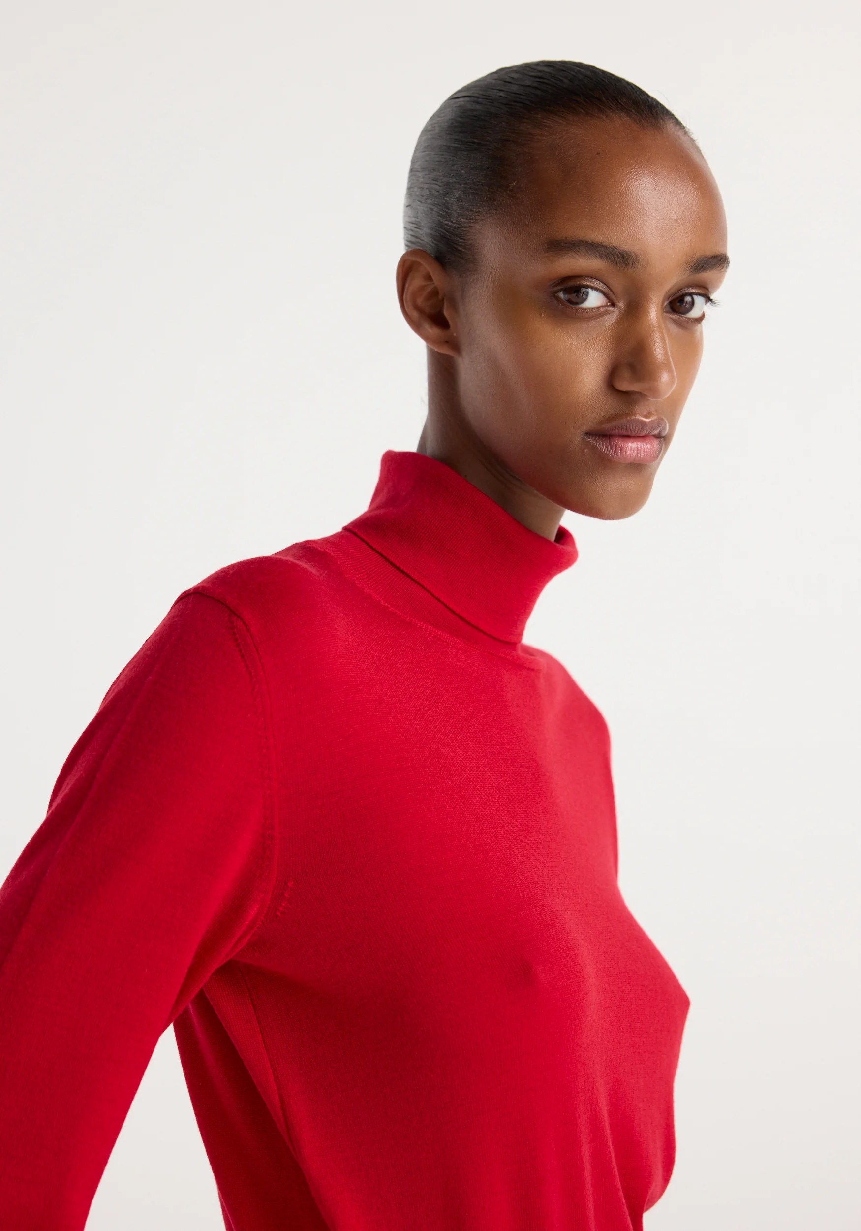 Fine-knit wool cashmere turtleneck | red - Image 3