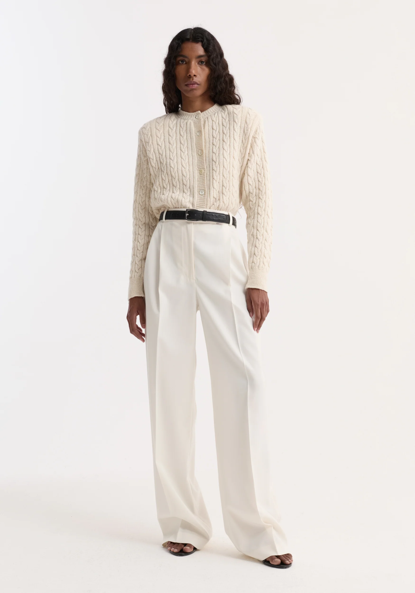 Fine merino cable cardigan | cream - Image 2