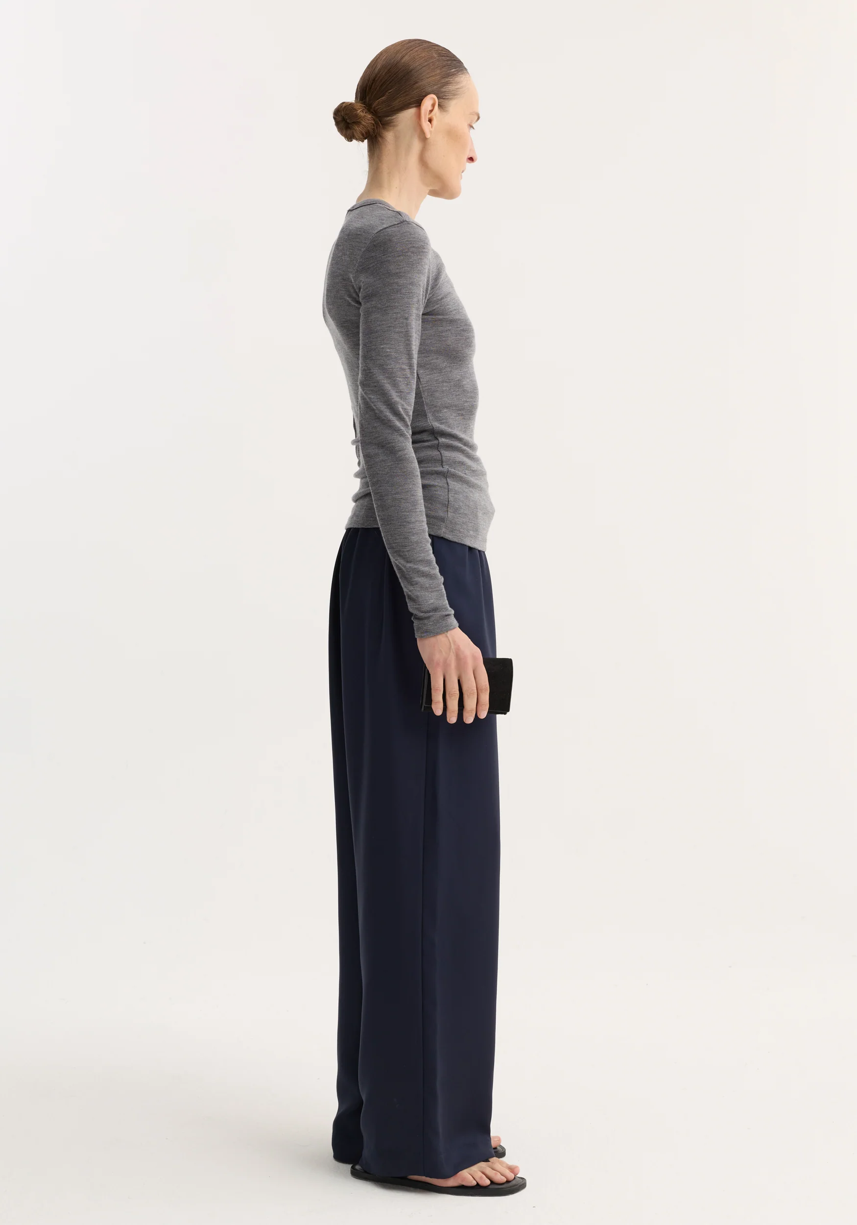 Fine merino long sleeve | mid grey melange - Image 4