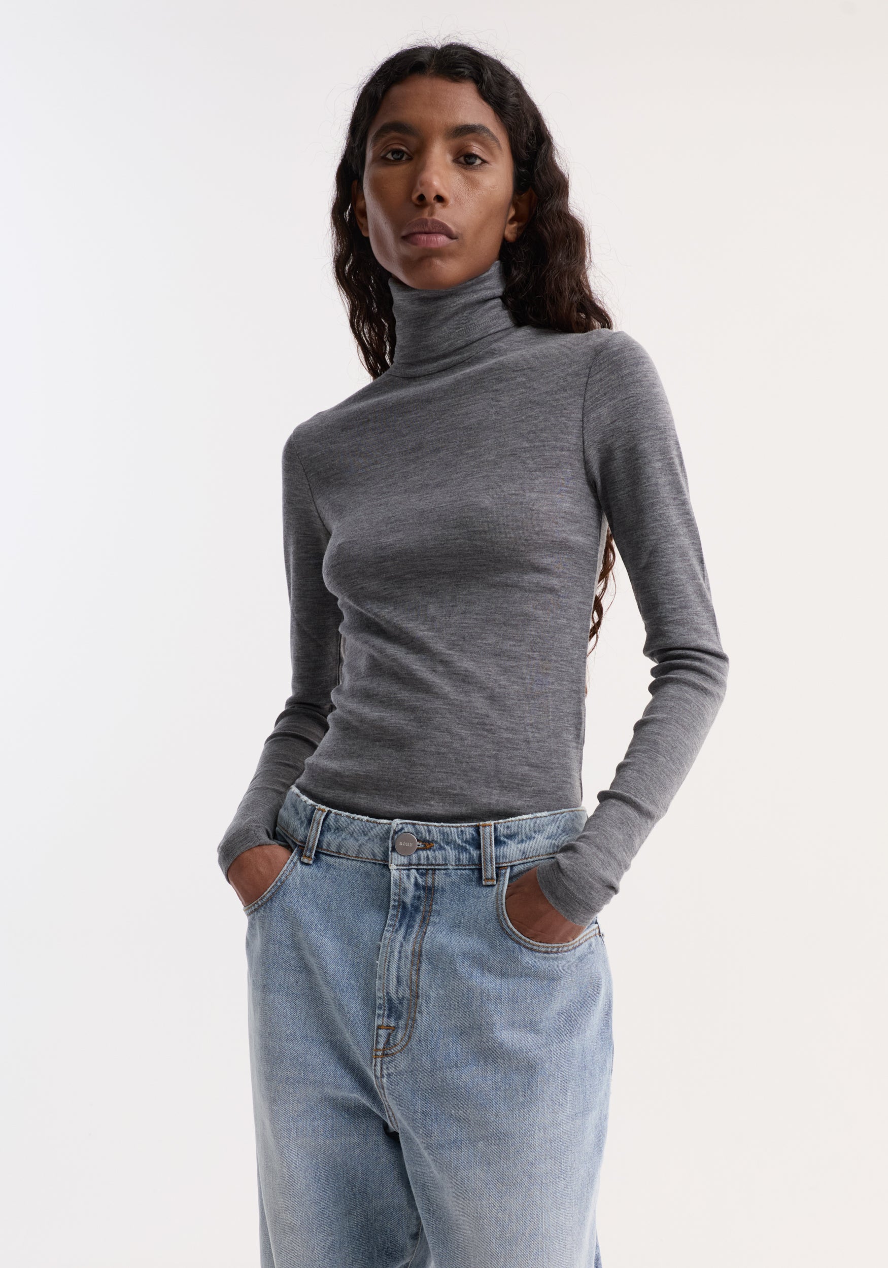 Fine merino turtleneck | mid grey melange - Image 2