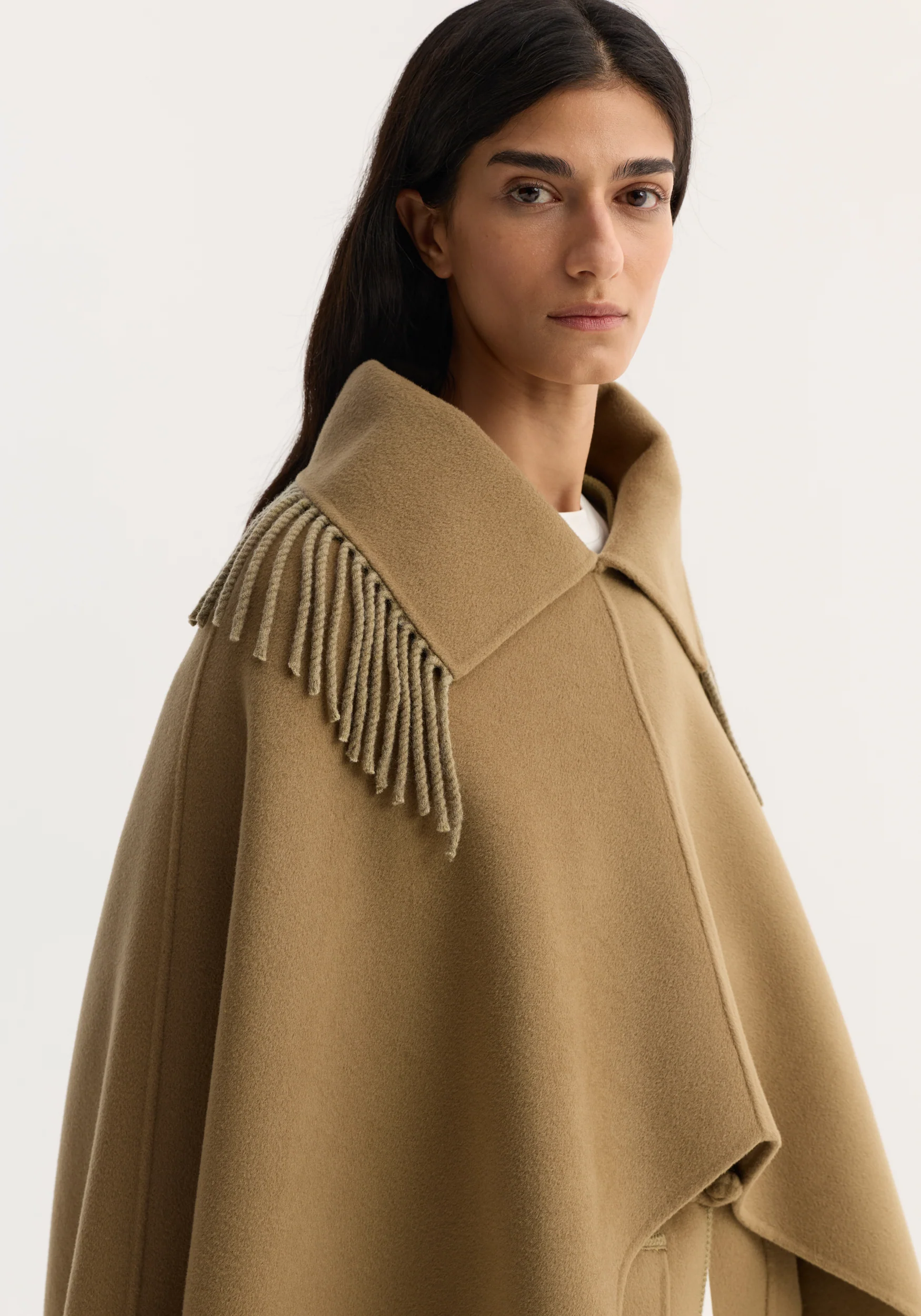 Fringe scarf poncho | camel - Image 3