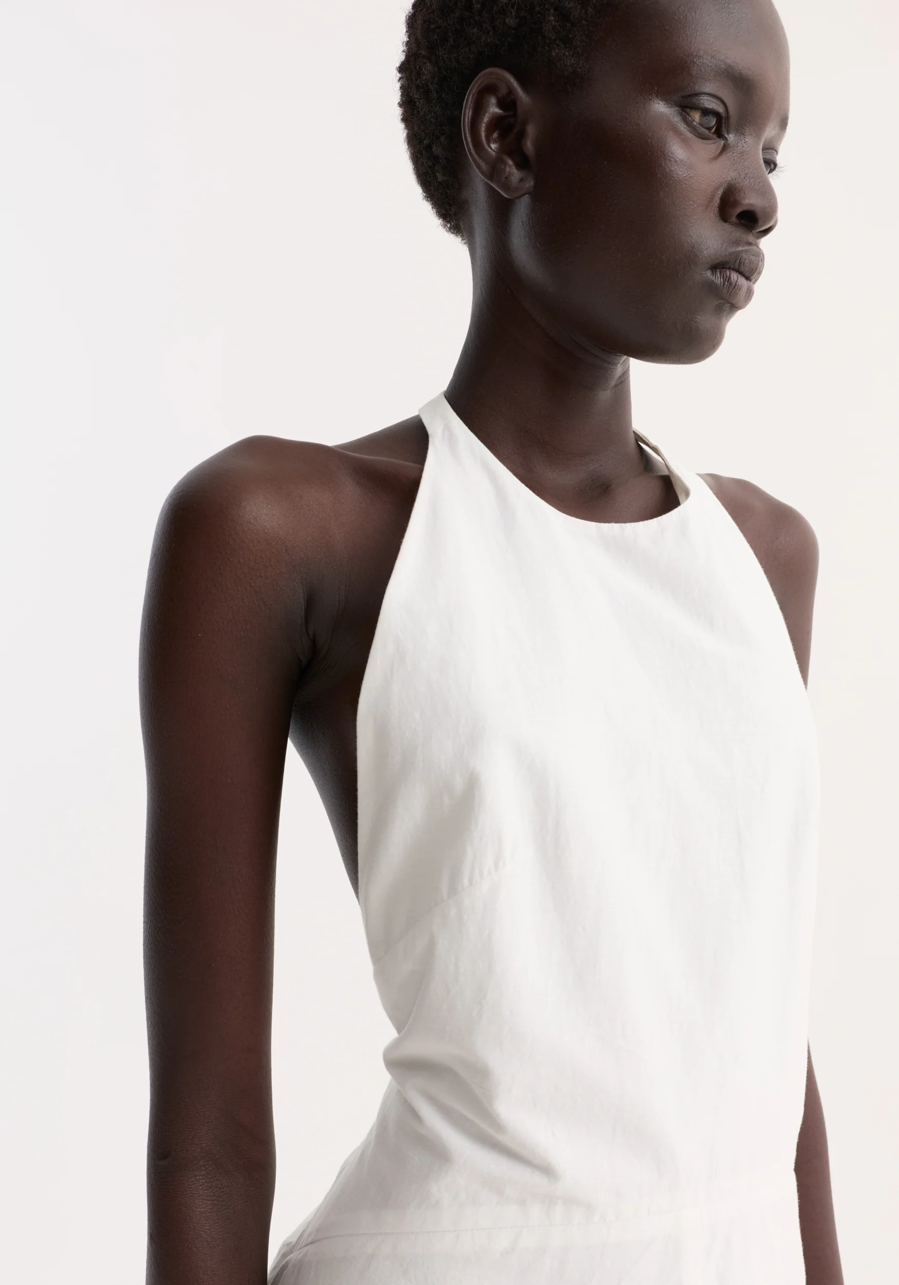 Halter textured cotton dress | off white - Image 4
