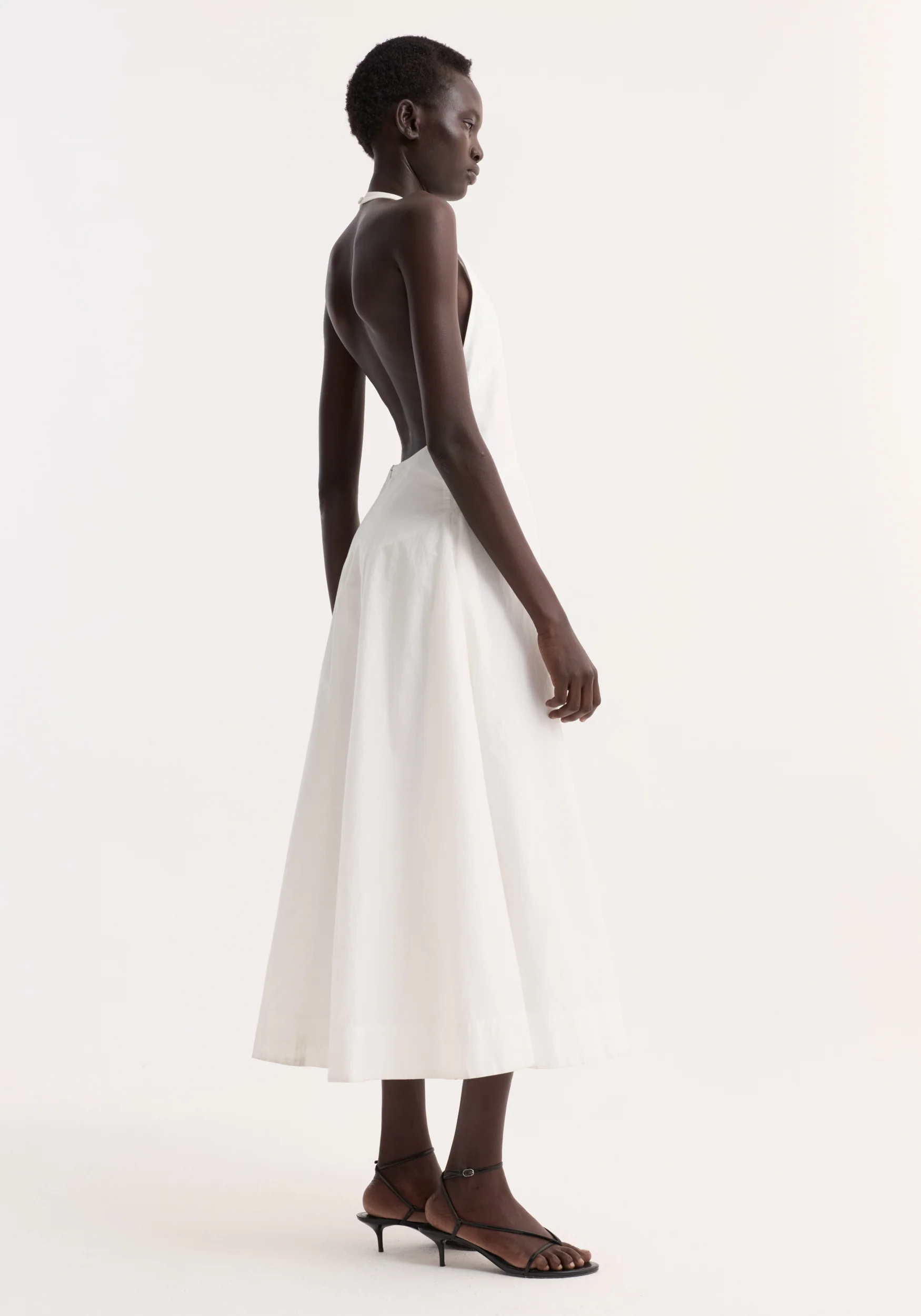 Halter textured cotton dress | off white - Image 5
