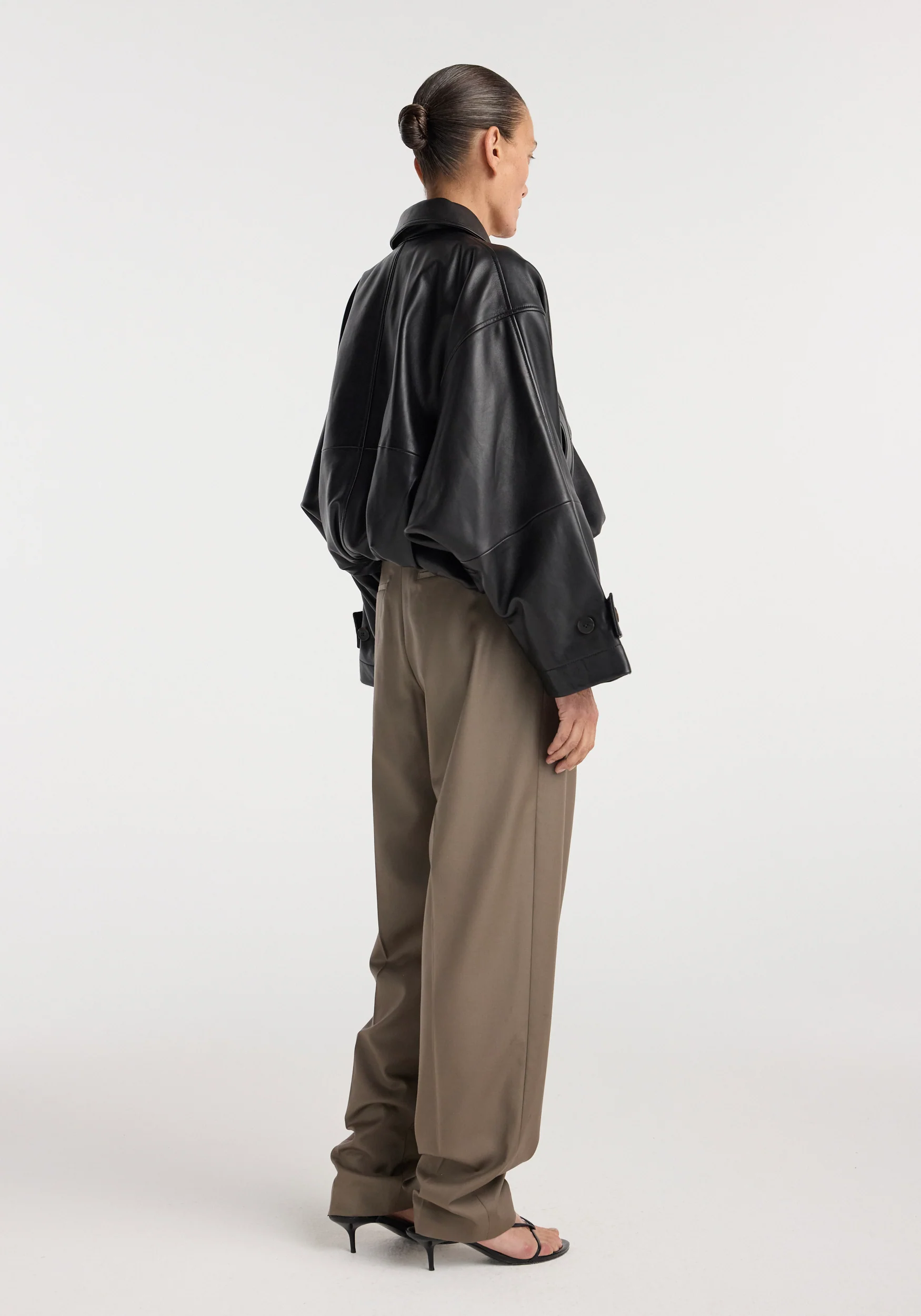 Leather blouson jacket | black - Image 4