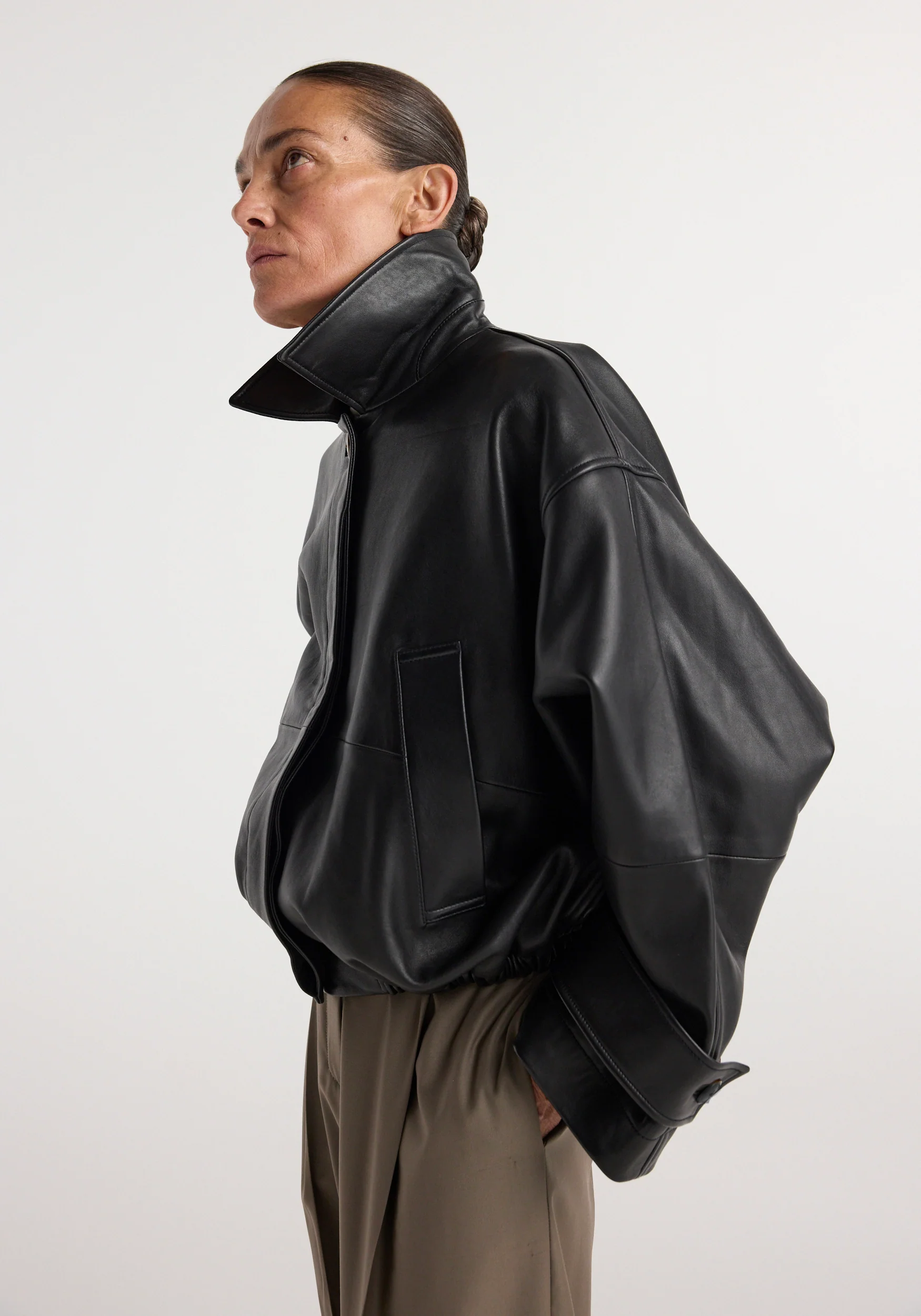 Leather blouson jacket | black - Image 6