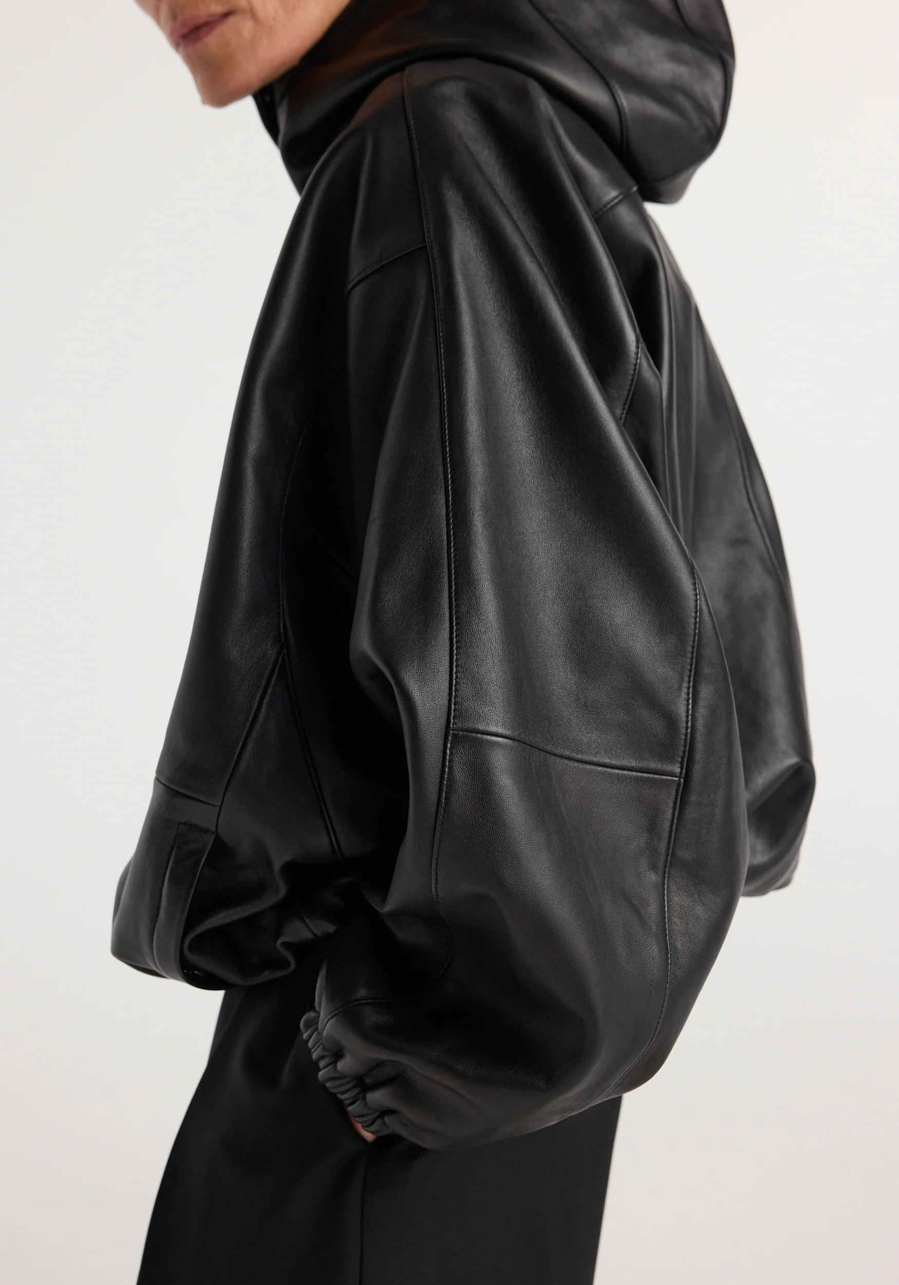 Leather oversized anorak | black - Image 4