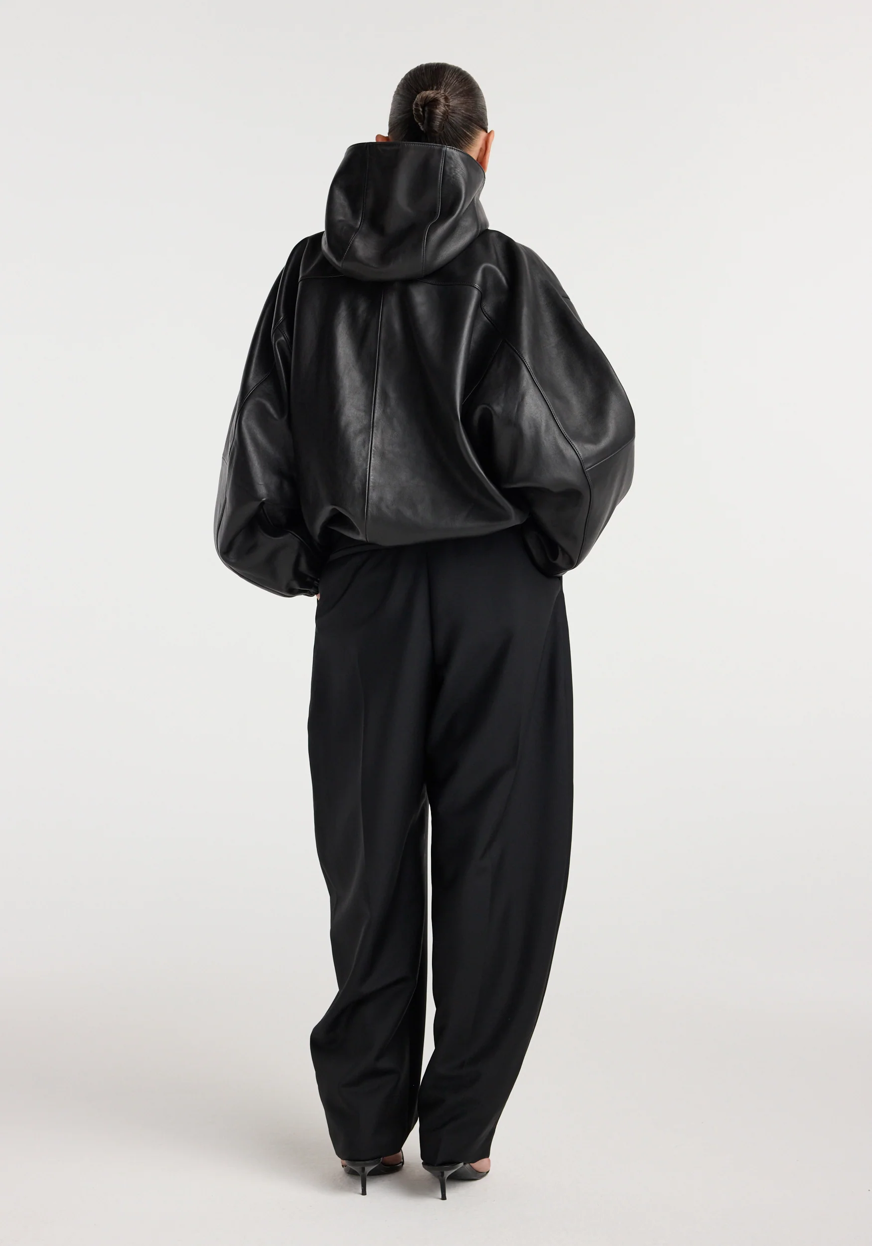 Leather oversized anorak | black - Image 6