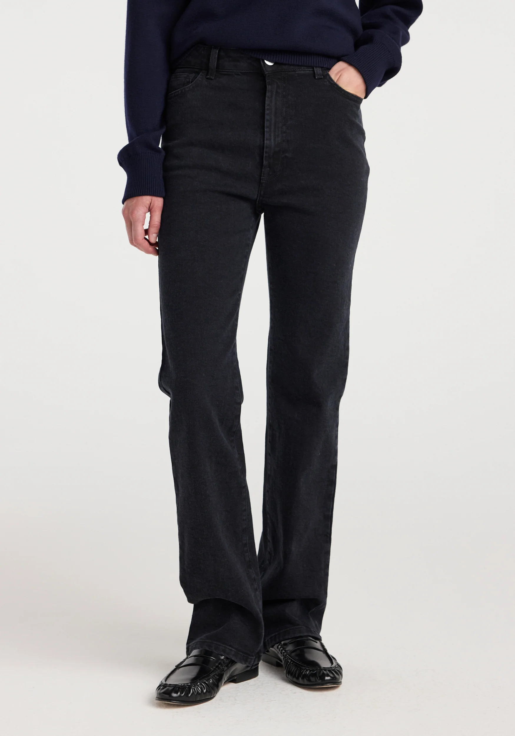 Lino - high rise straight denim | black - Image 3
