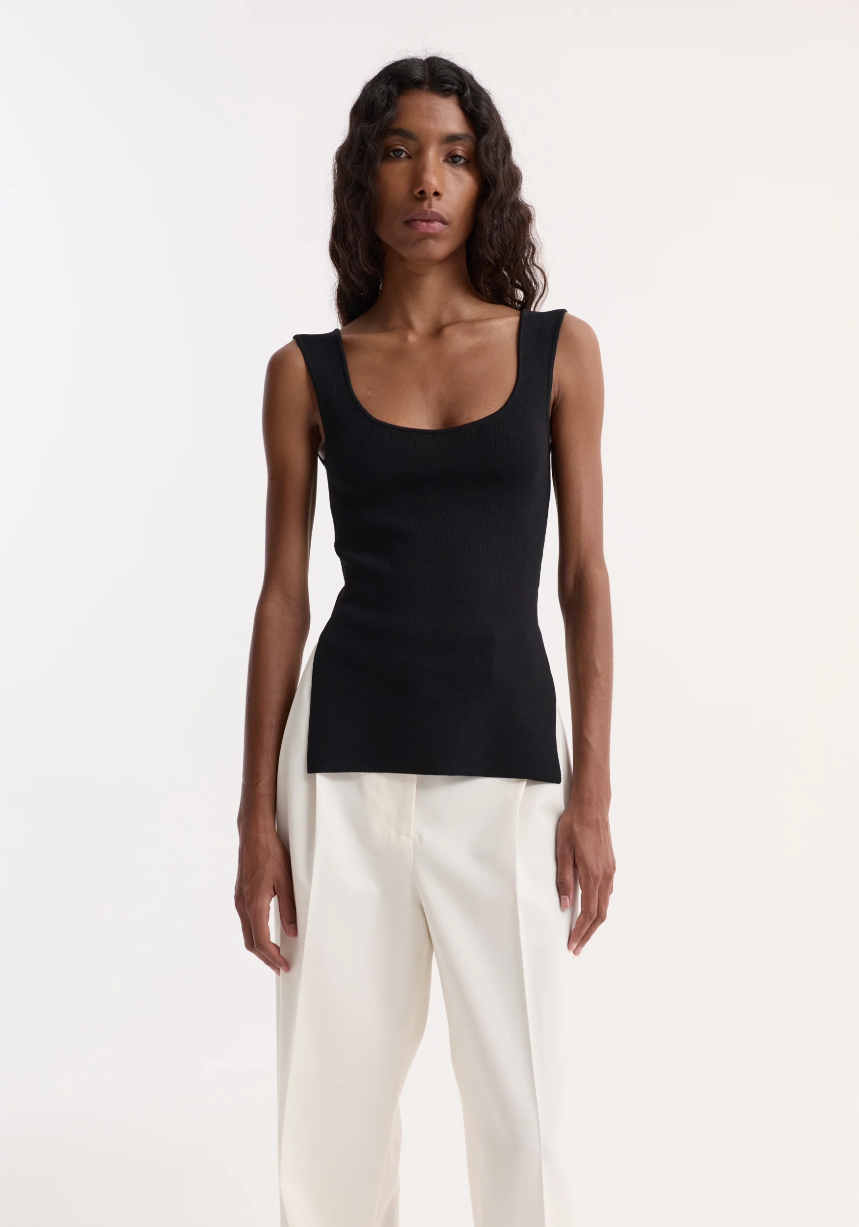 Long knitted bustier top | black - Image 2