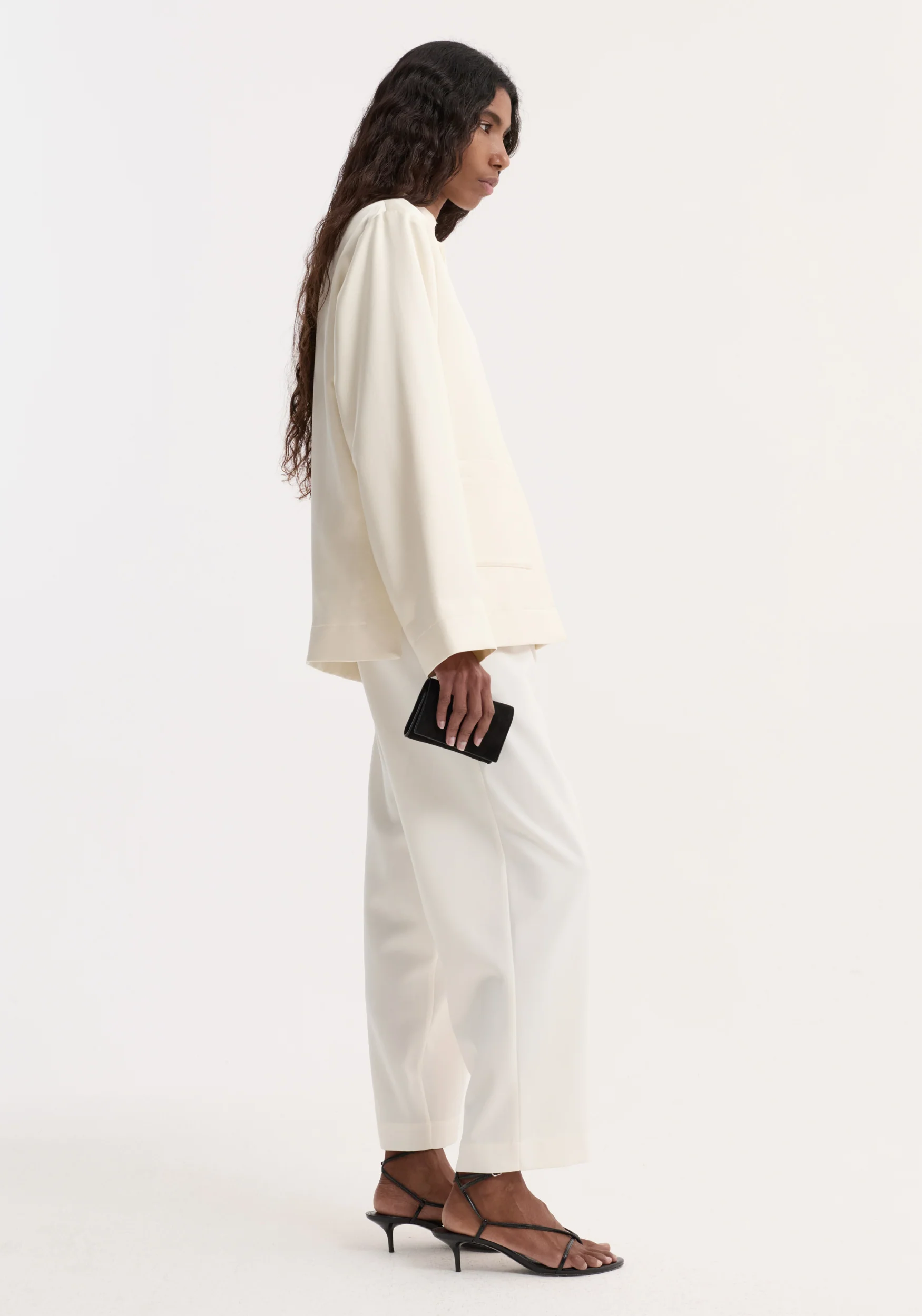 Pearl button satin jacket | cream - Image 5