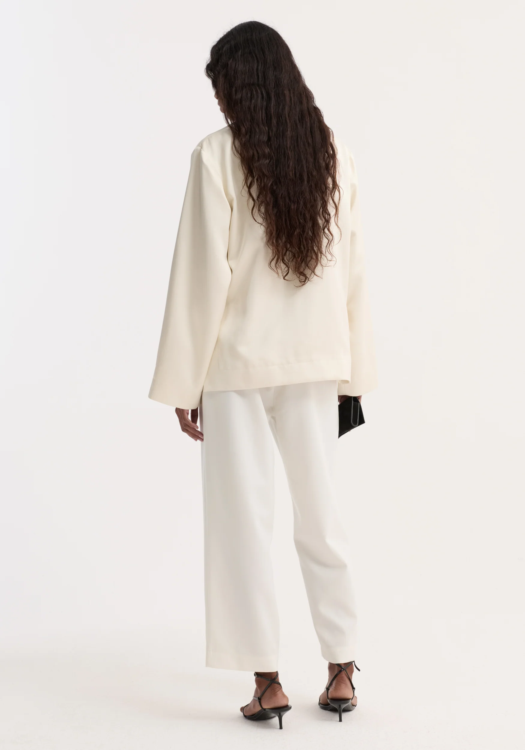 Pearl button satin jacket | cream - Image 6