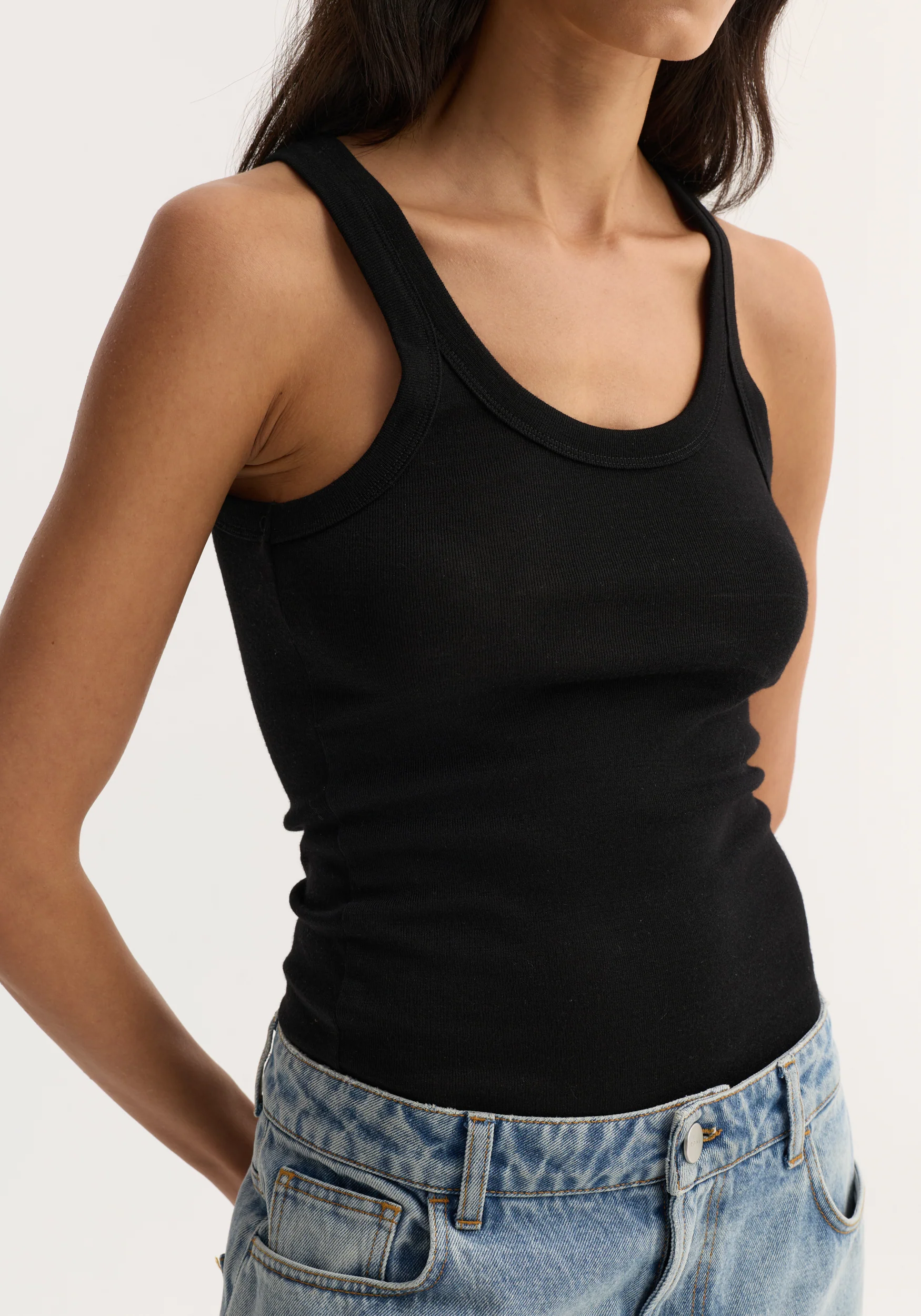 Merino scoop neck top | black - Image 3