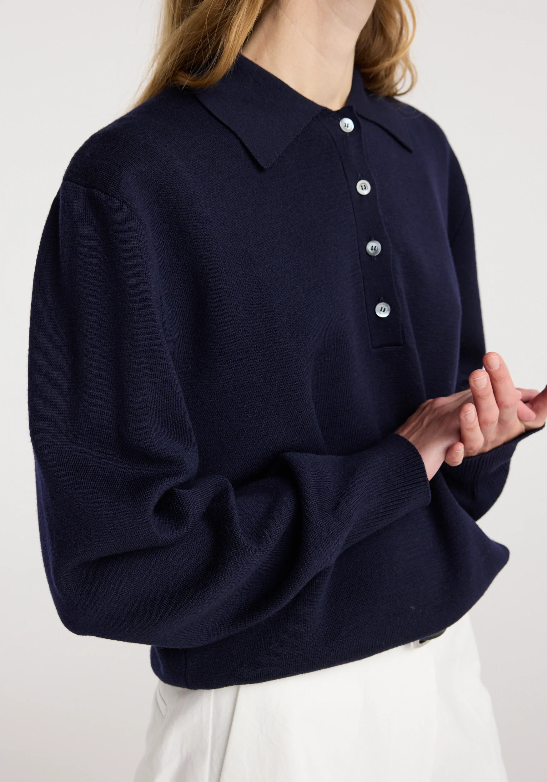 Merino wool polo | navy - Image 12