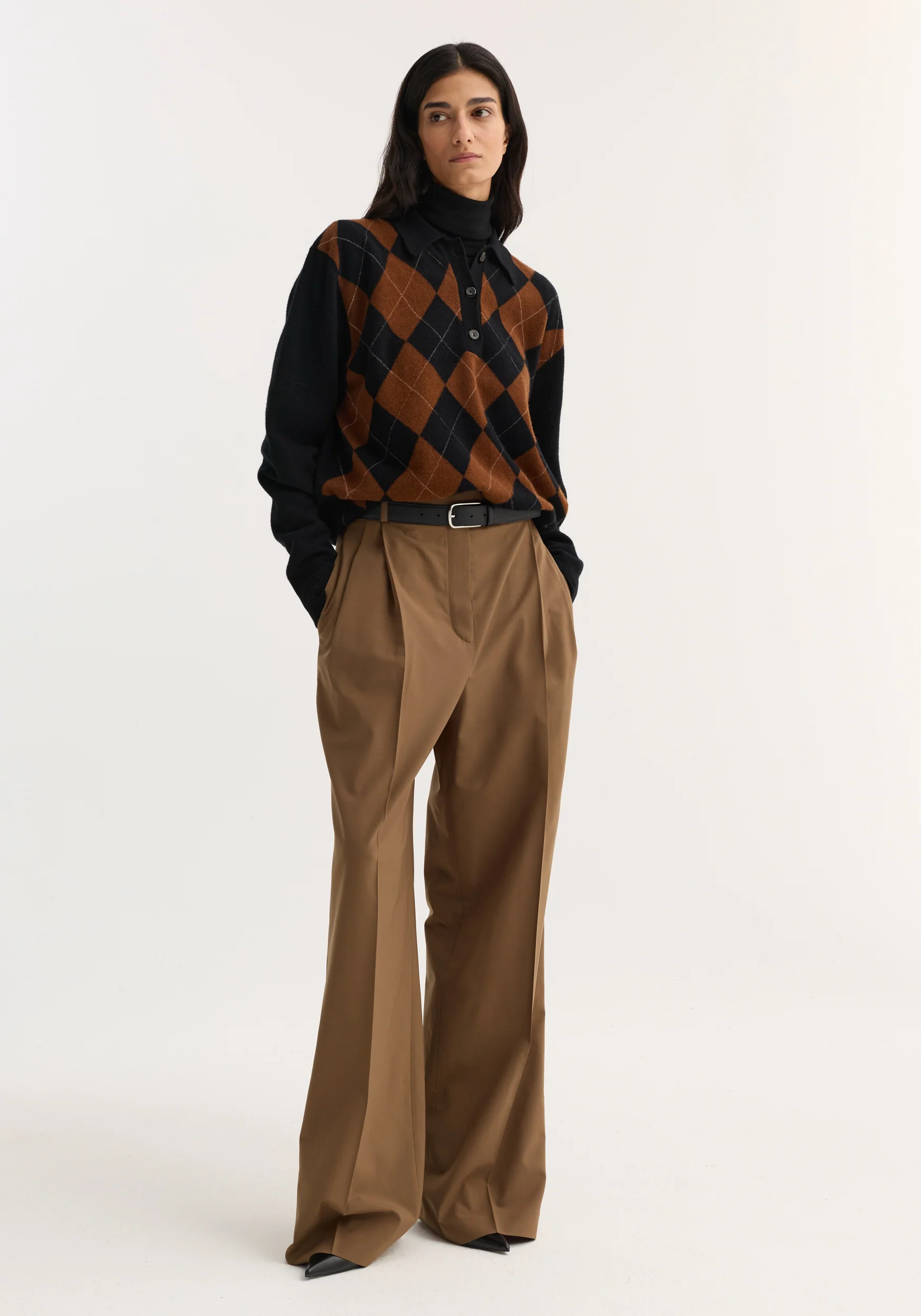 Mid-waist tailored trousers | mocha - Image 2