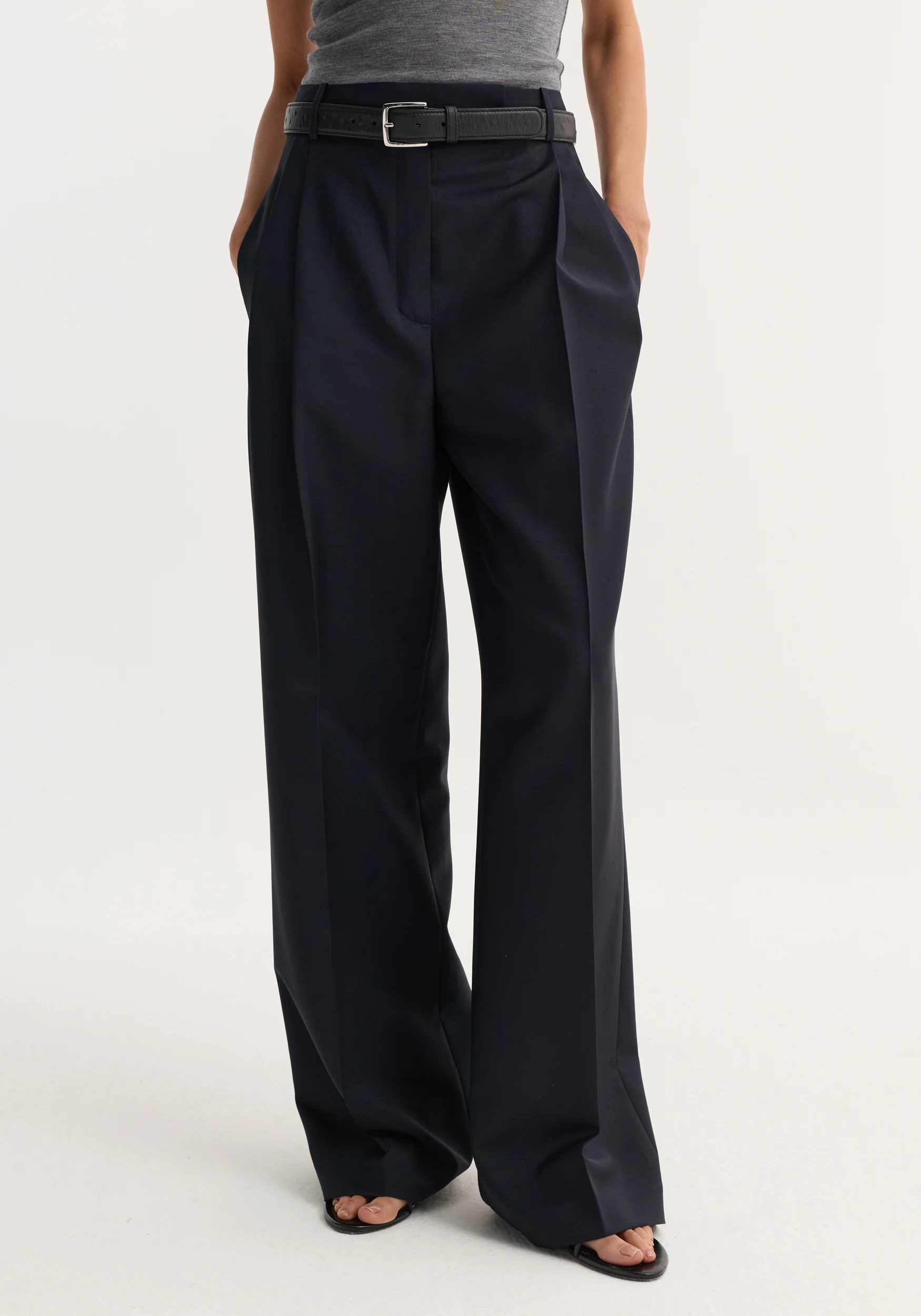 Mid-waist tailored trousers | navy - Image 3