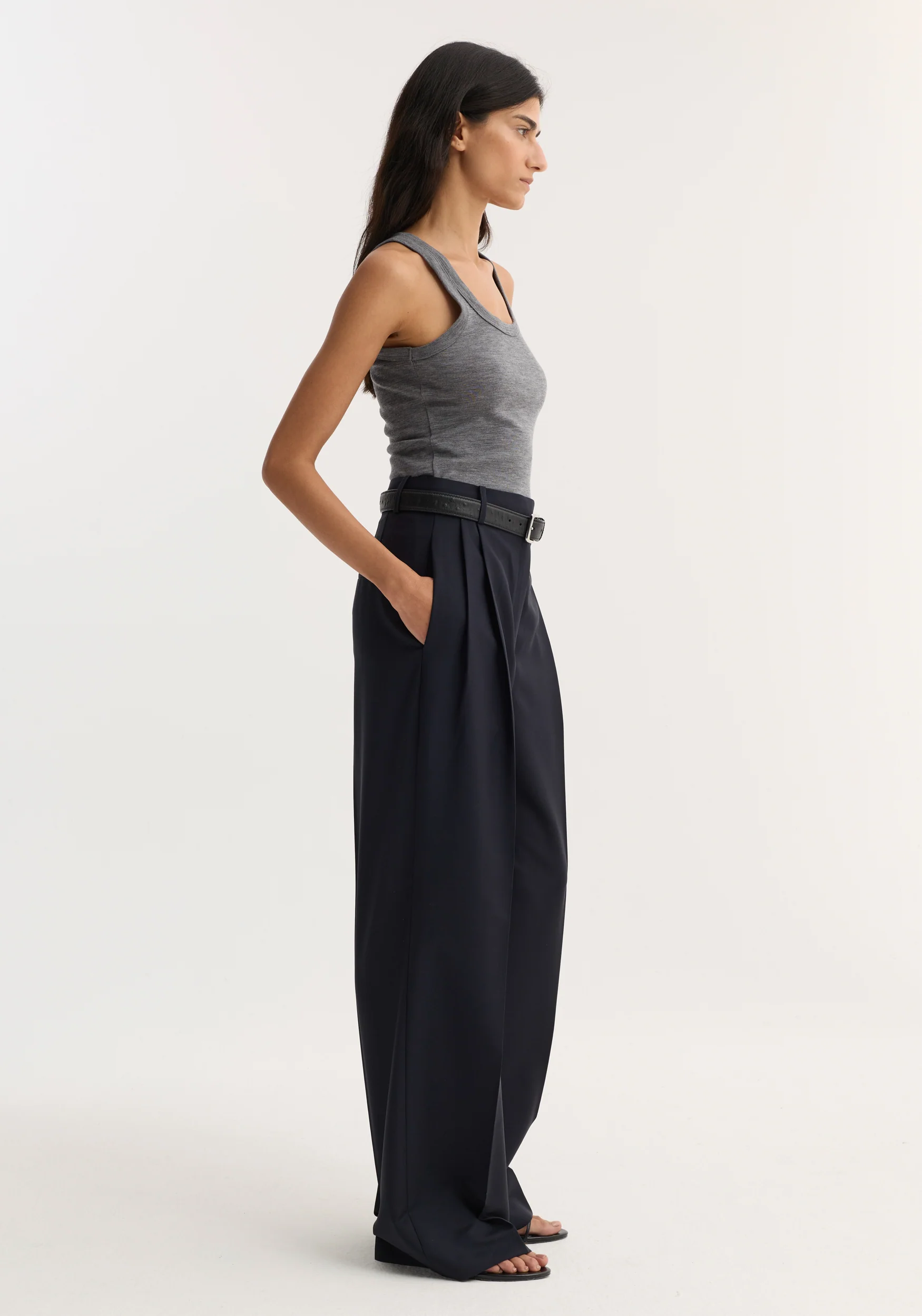 Mid-waist tailored trousers | navy - Image 4