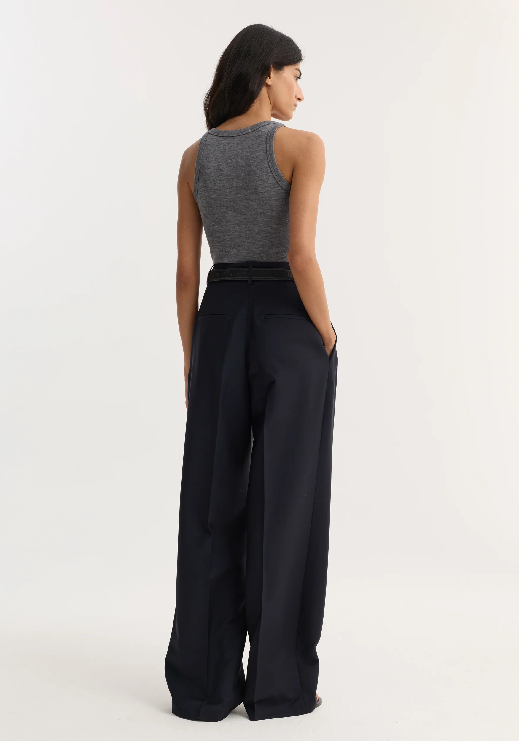 Mid-waist tailored trousers | navy - Image 5