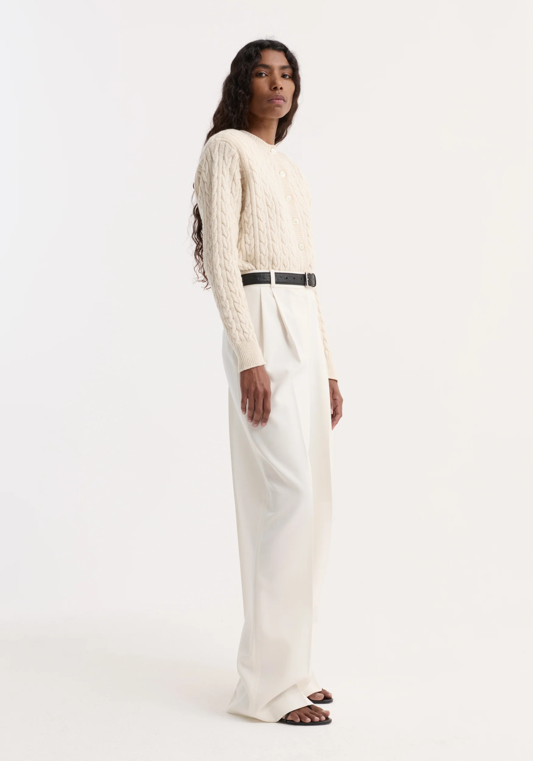 Mid-waist tailored trousers | off white - Image 3
