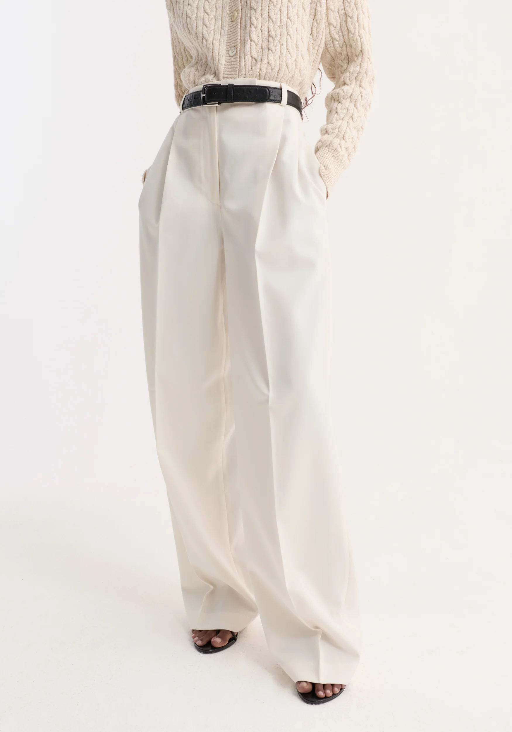 Mid-waist tailored trousers | off white - Image 4