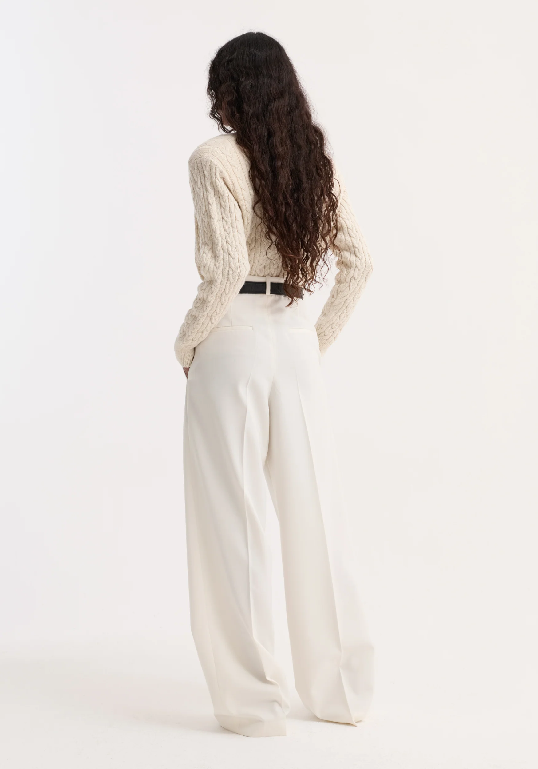 Mid-waist tailored trousers | off white - Image 5