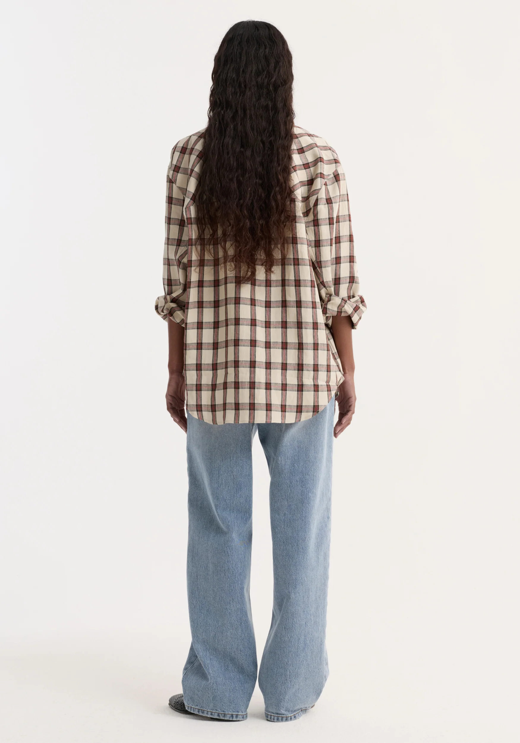 Oversized check shirt | red table check - Image 5