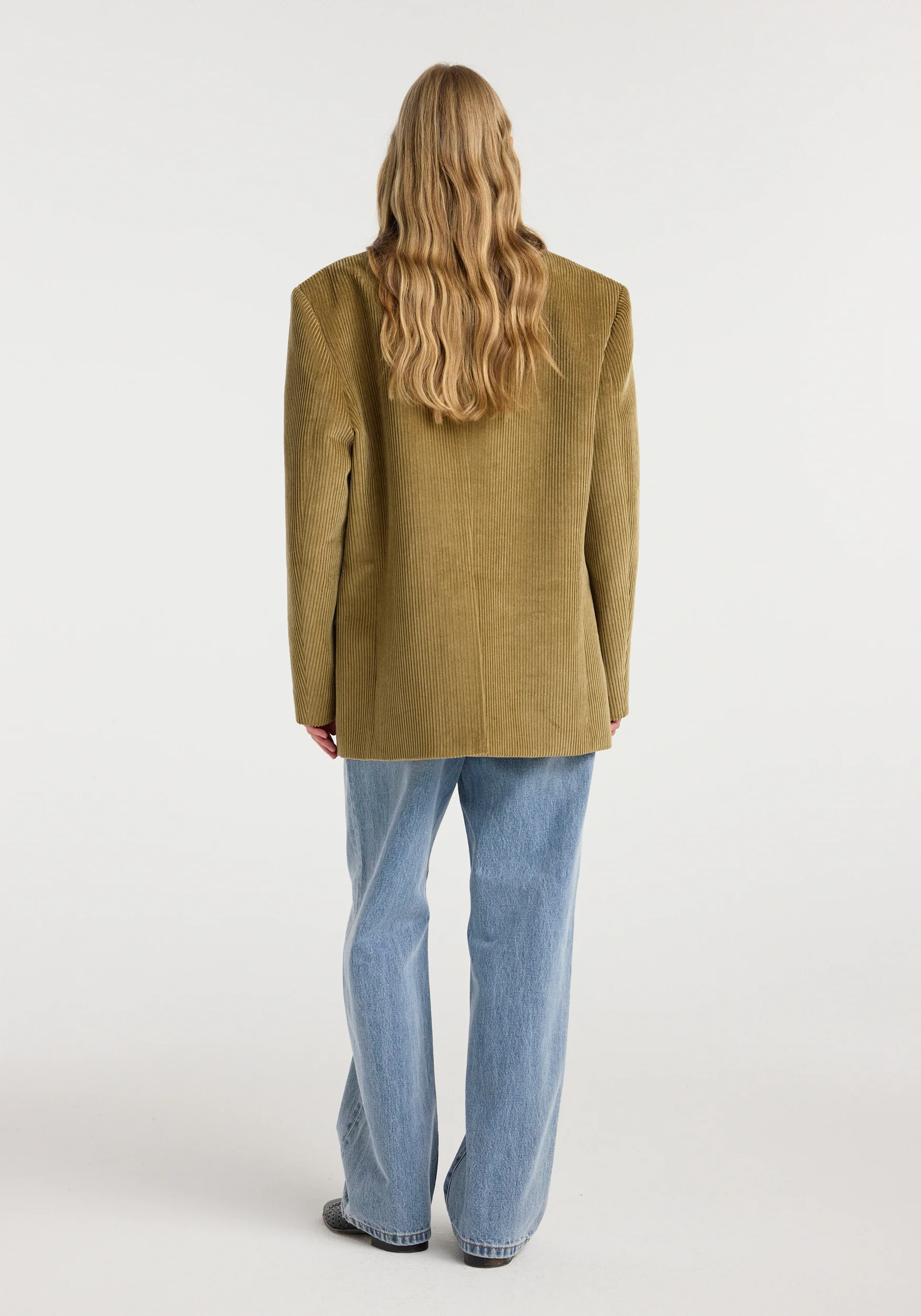 Oversized corduroy blazer jacket | beige - Image 3