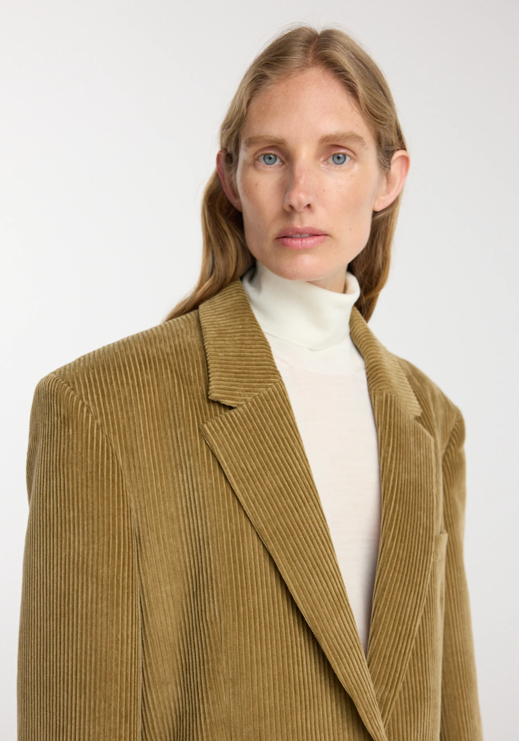 Oversized corduroy blazer jacket | beige - Image 4