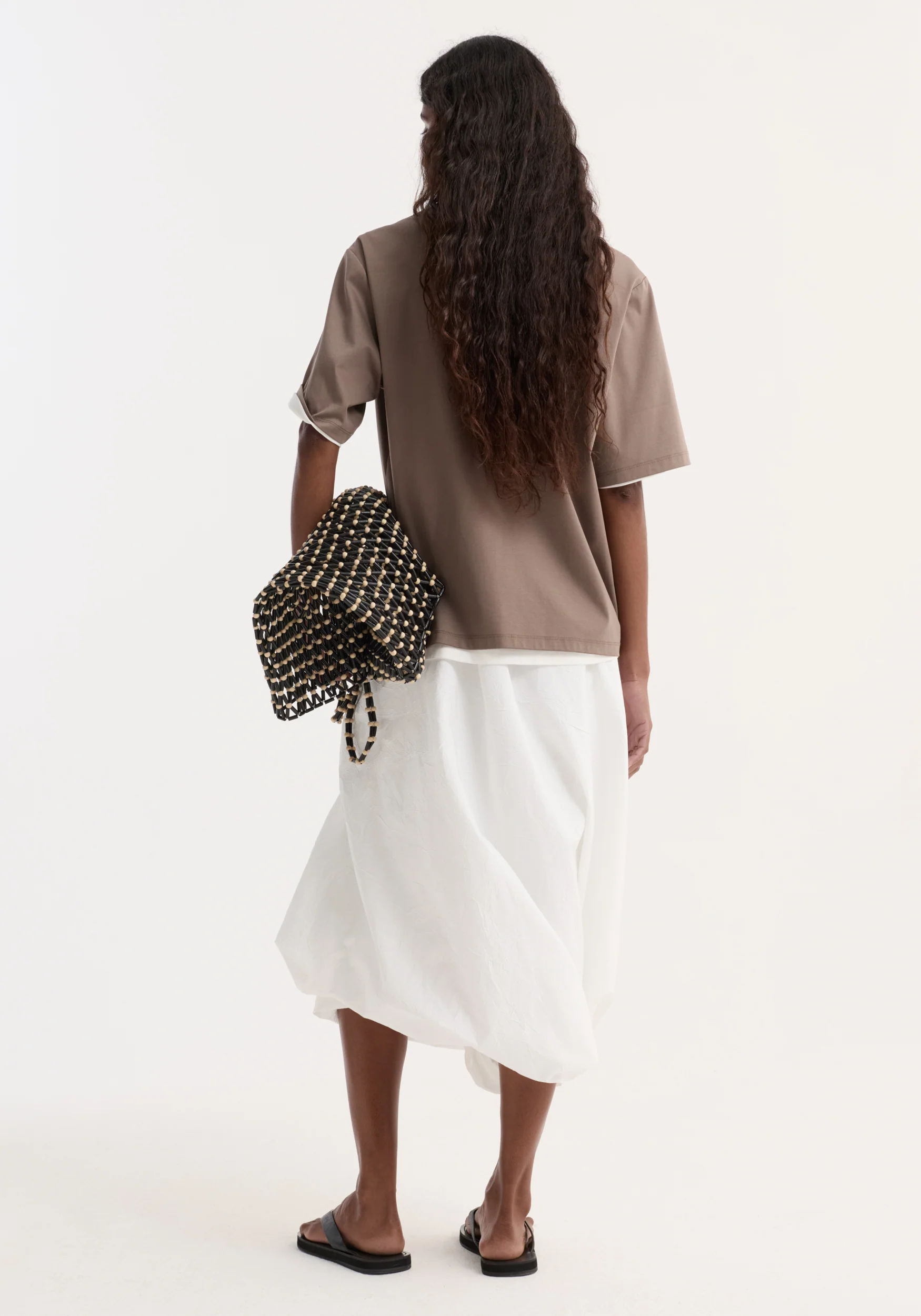 Oversized cotton silk t-shirt | taupe - Image 5