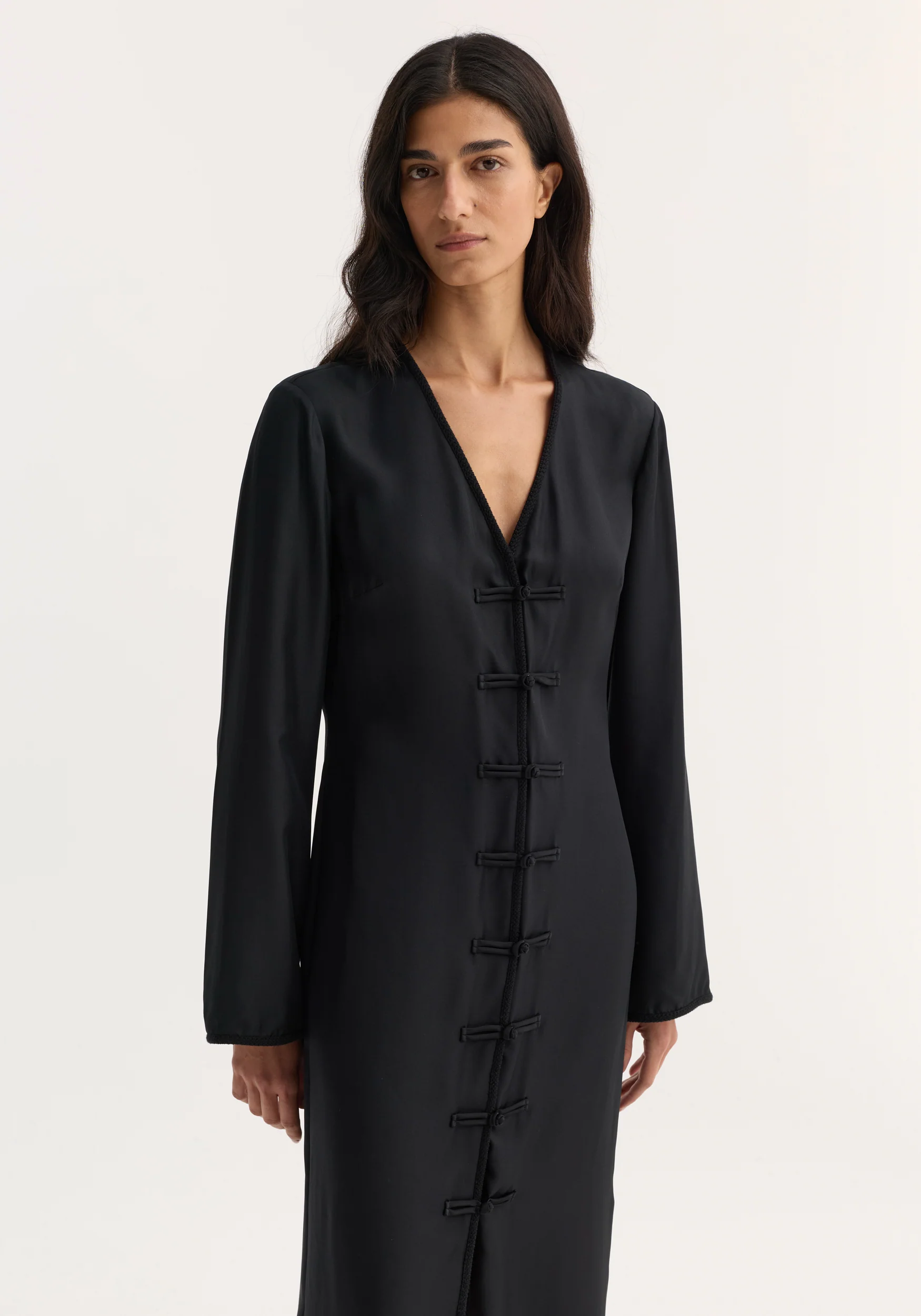 Pankou closure silk dress | black - Image 5